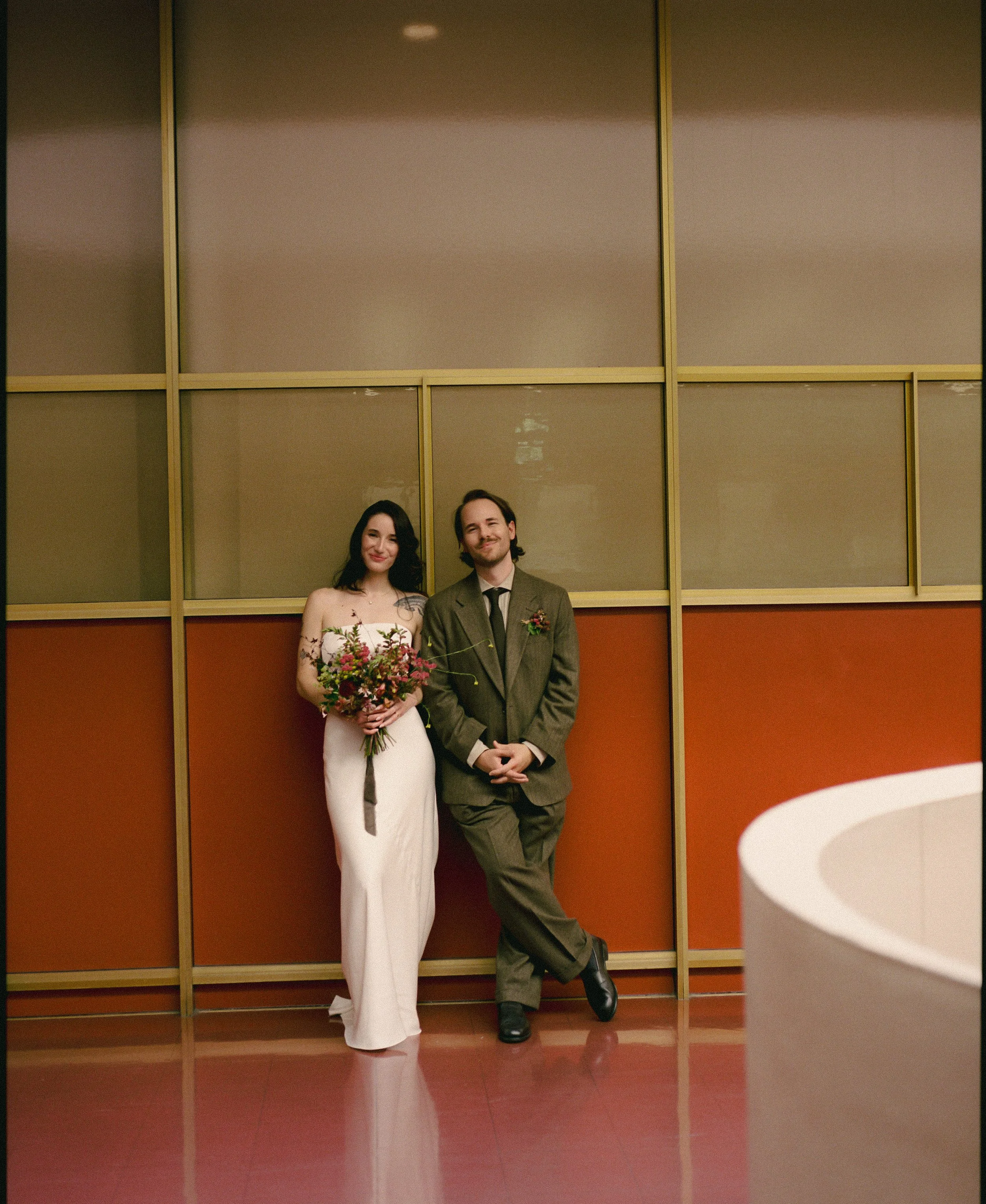 An elopement at Marin County Civic Center in Northern California. Film wedding photography by California Wedding Photographer, Eunice Beck.