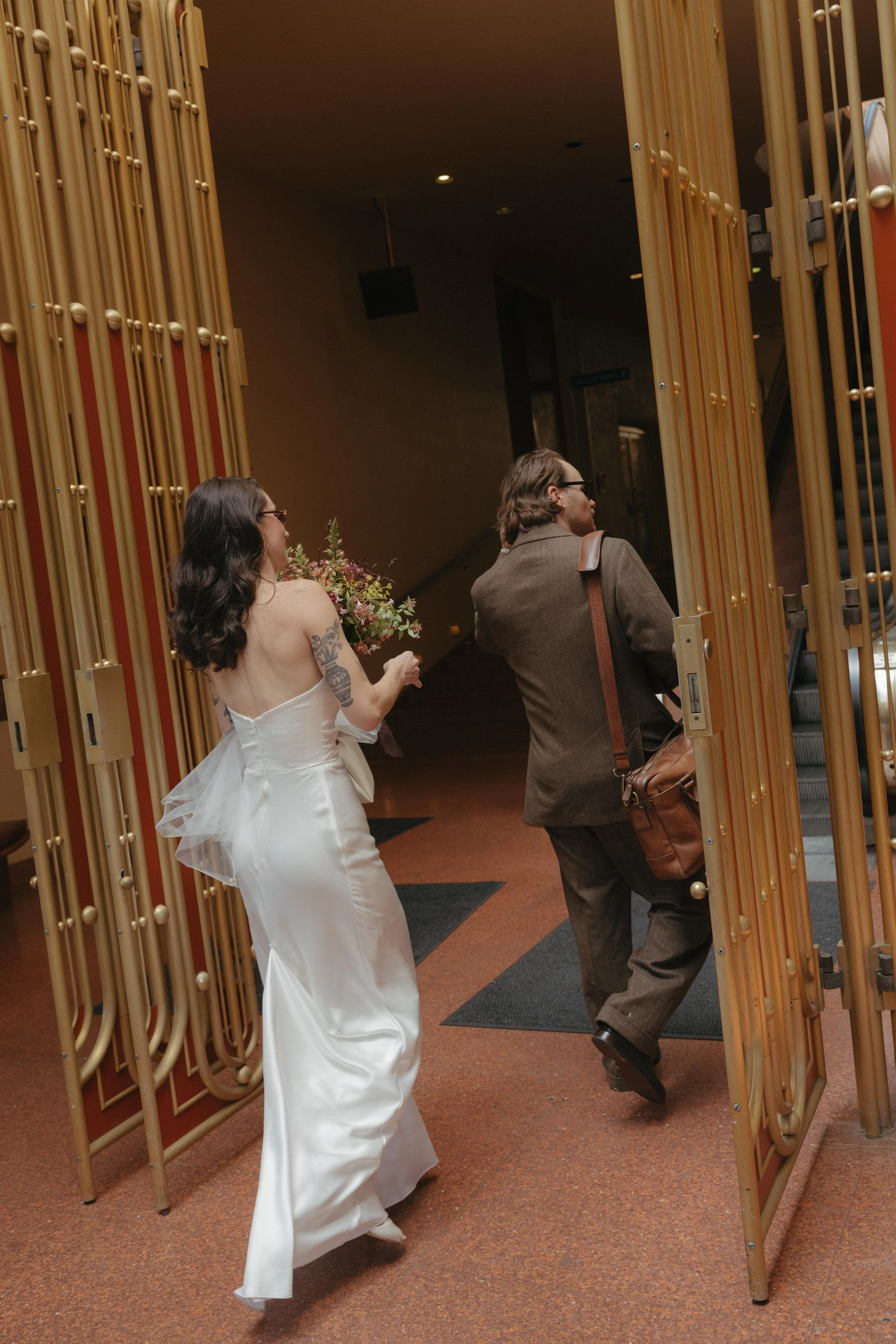 An elopement at Marin County Civic Center in Northern California. Film wedding photography by California Wedding Photographer, Eunice Beck.