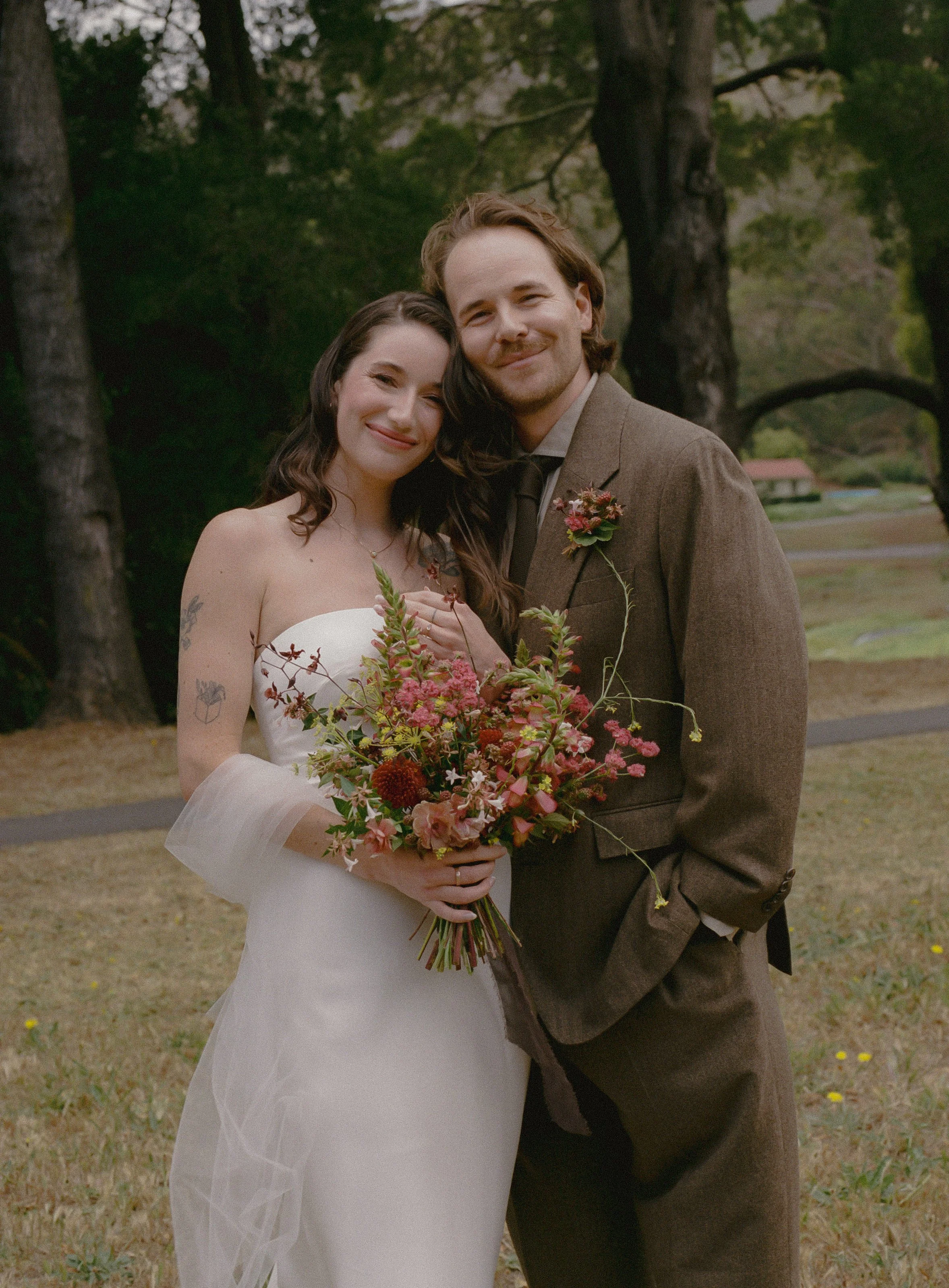 An elopement at Marin County Civic Center in Northern California. Film wedding photography by California Wedding Photographer, Eunice Beck.