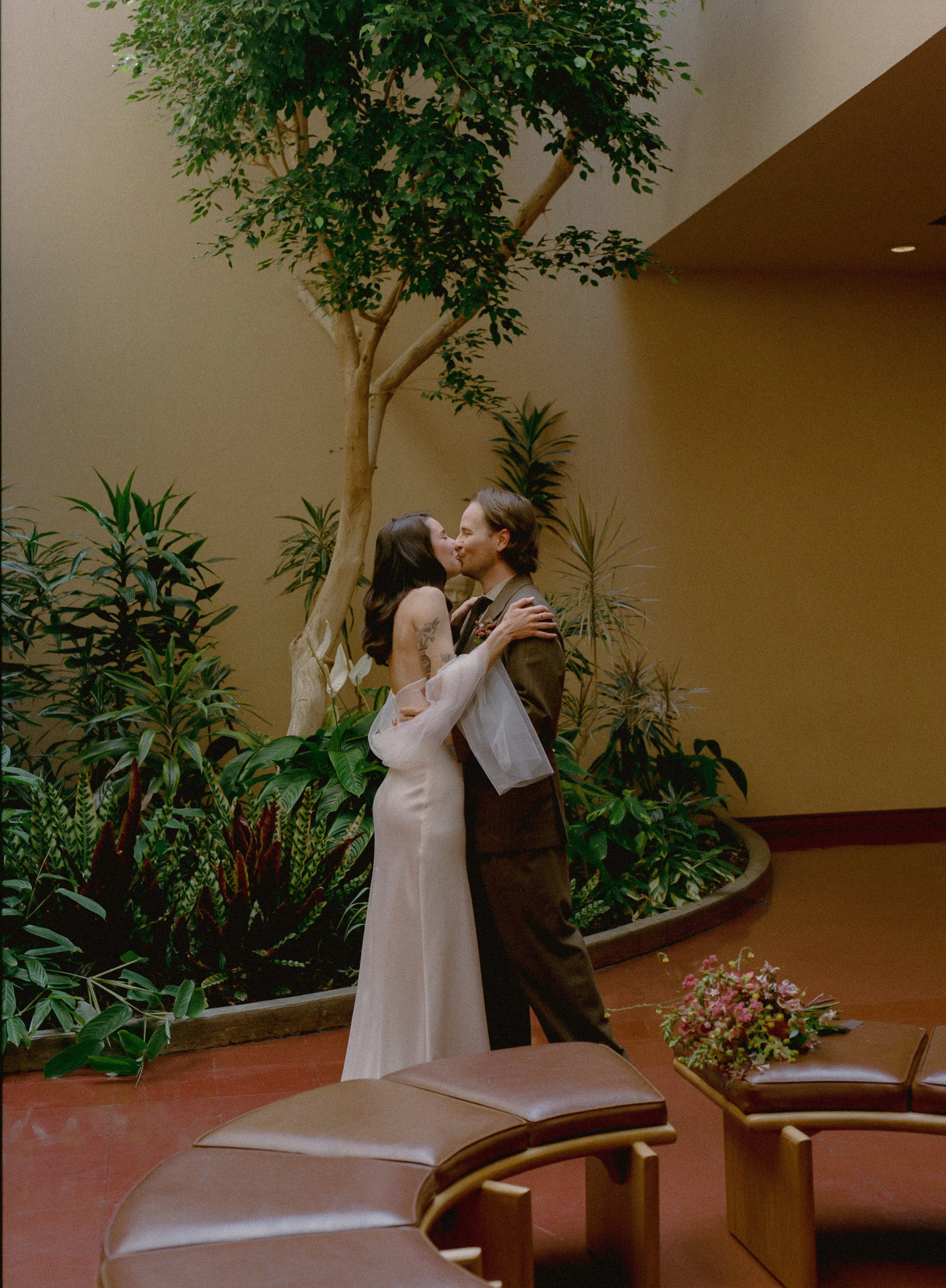 An elopement at Marin County Civic Center in Northern California. Film wedding photography by California Wedding Photographer, Eunice Beck.