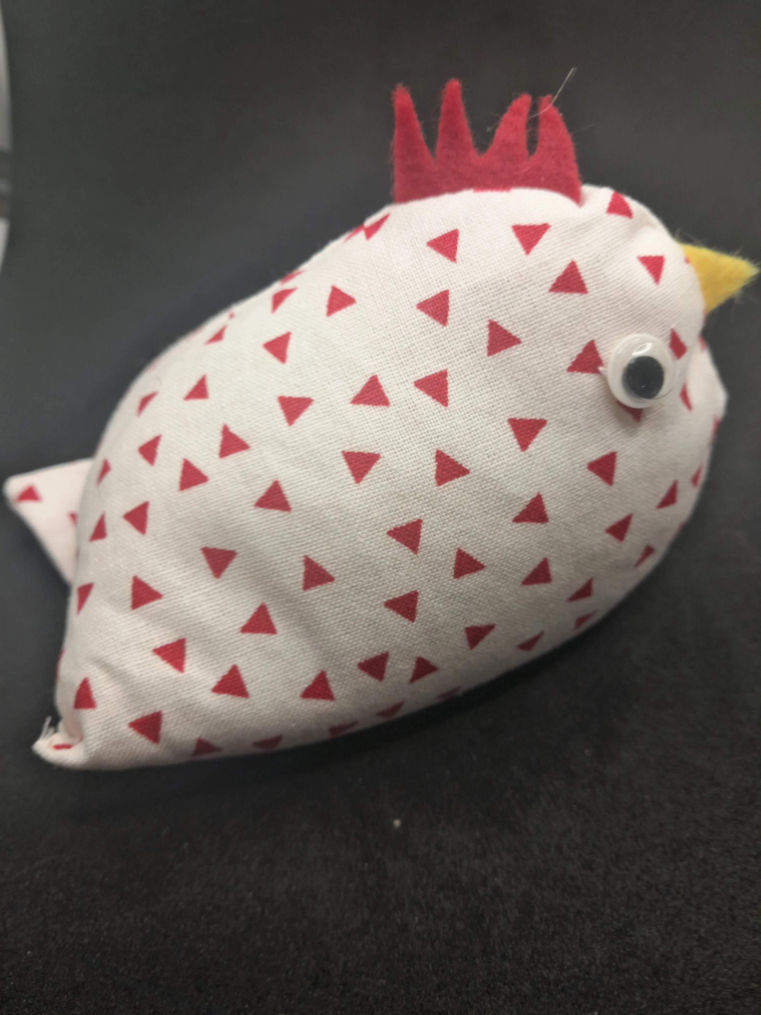 Handmade aromatic fabric chicken.