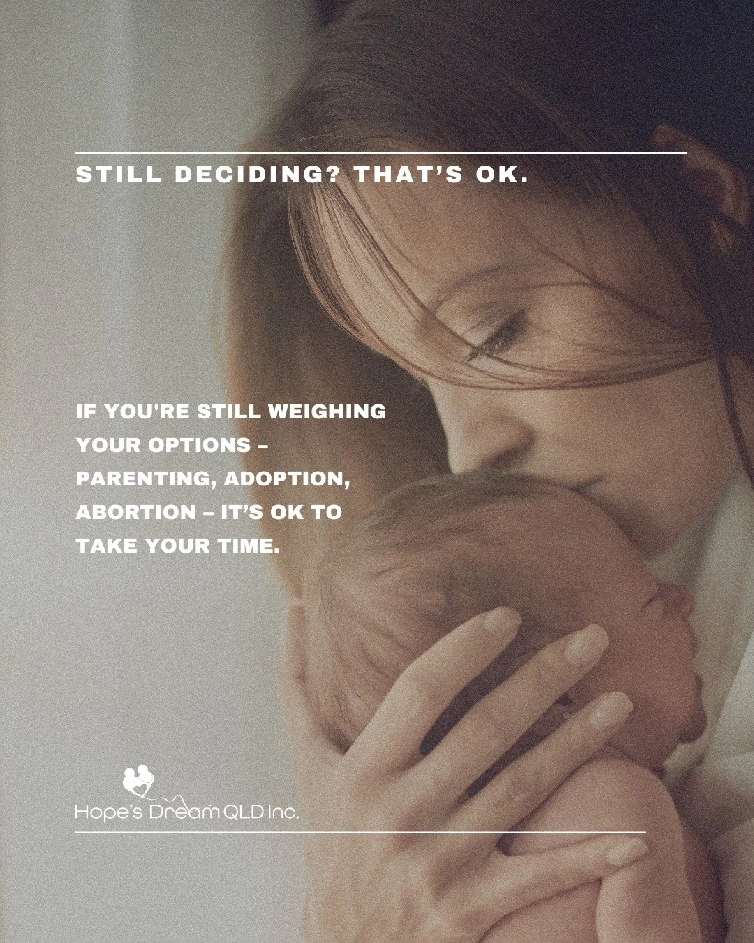 🕊 If you're still weighing your options &ndash; parenting, adoption, abortion &ndash; it&rsquo;s okay to take your time. 

Your decision deserves care, not pressure. Hope&rsquo;s Dream is here to talk it through with you, judgement-free.

📍Mackay-b
