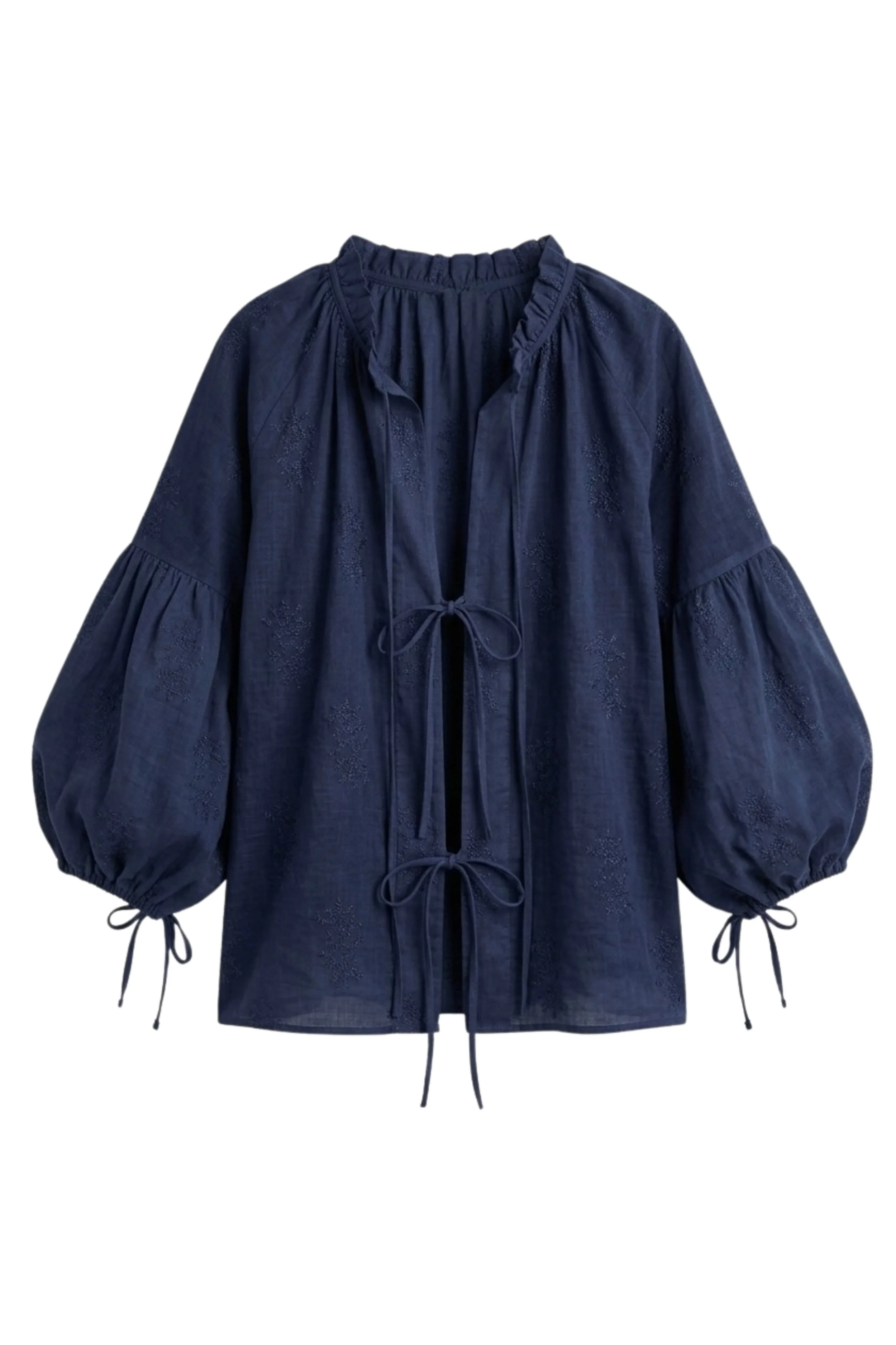 Mia Embroidery Blouse | Navy