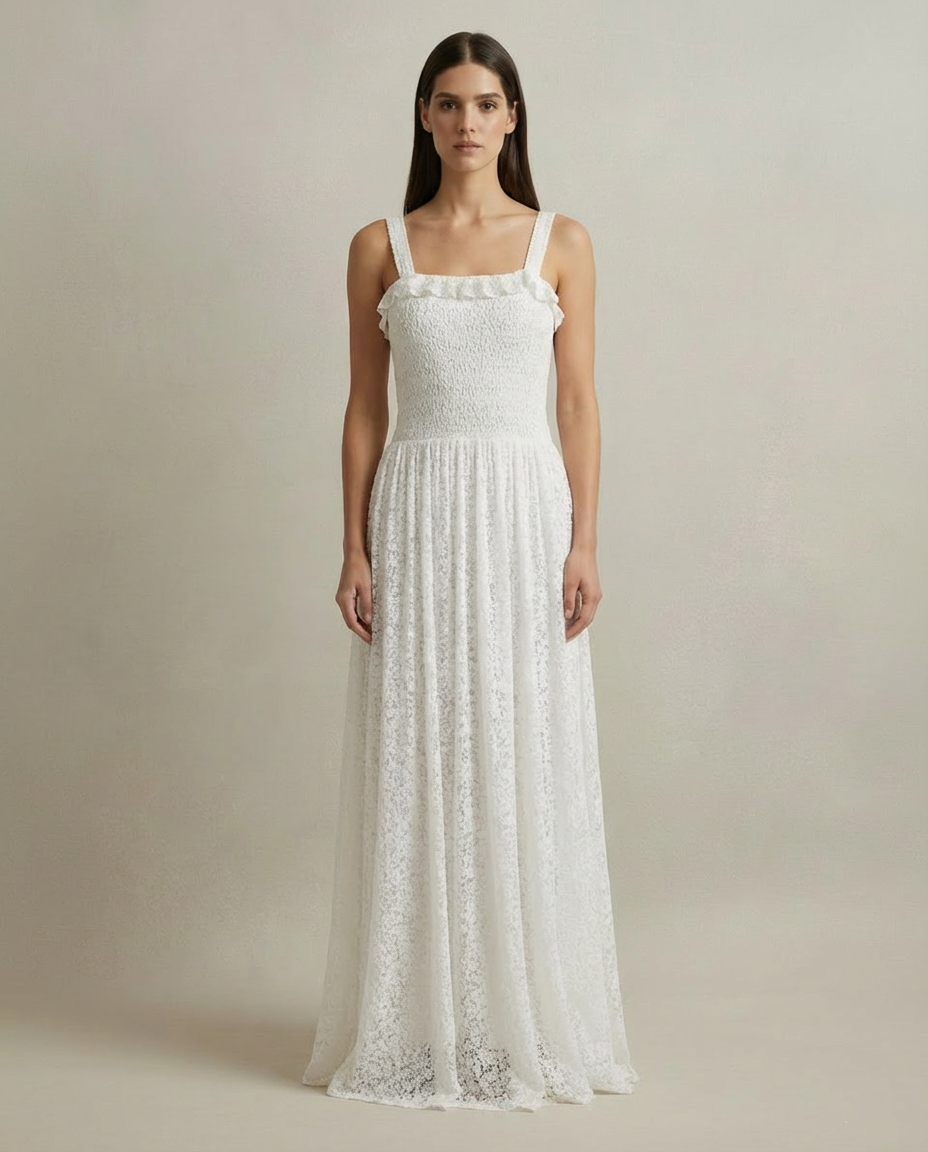 Ideal for the day before or a rehearsal dinner. The Joy Dress is joyful and versatile, blending ease with sophistication—an effortless choice to begin the celebrations in style.