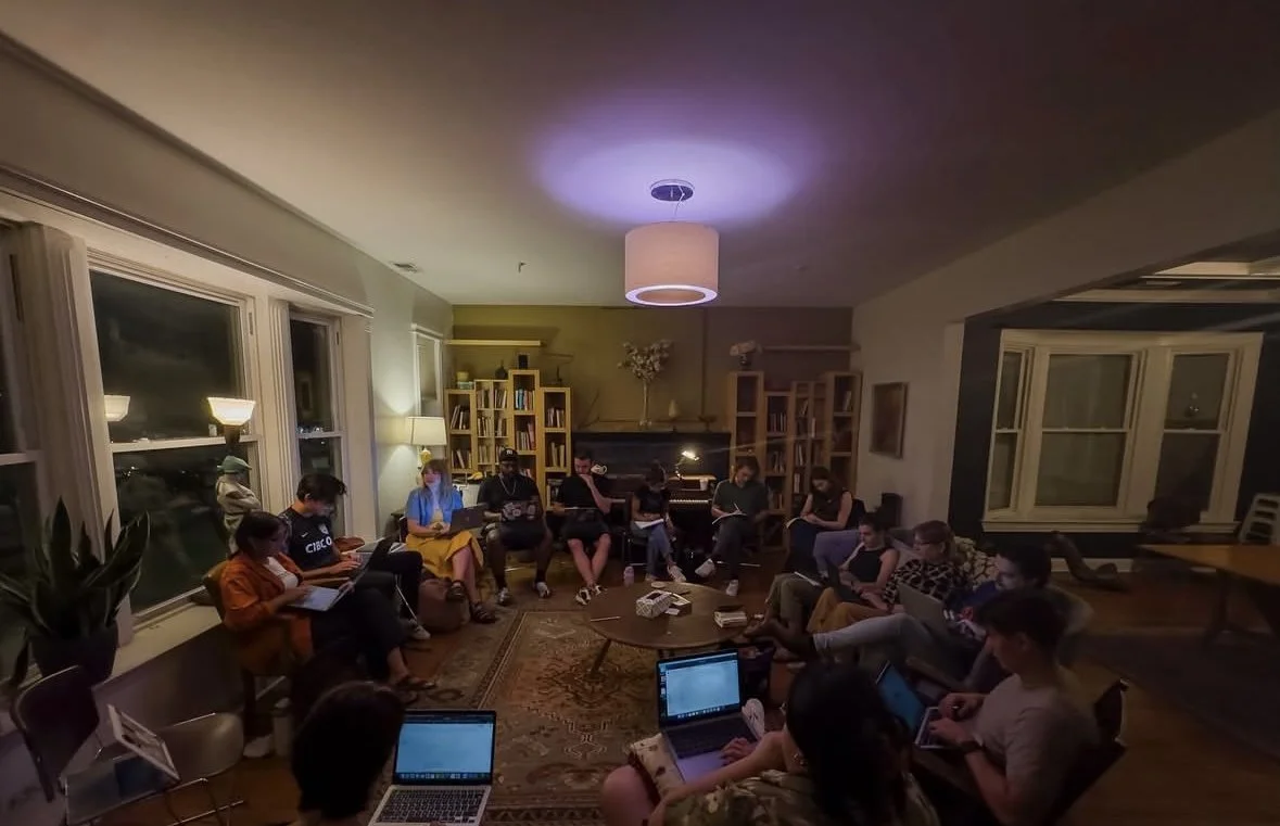 A meeting of Theatre L'Acadie and Pocket VR's 2025 Inc. Ubator Cohort, for which I was a playwright (photo by Brandii Champagne)