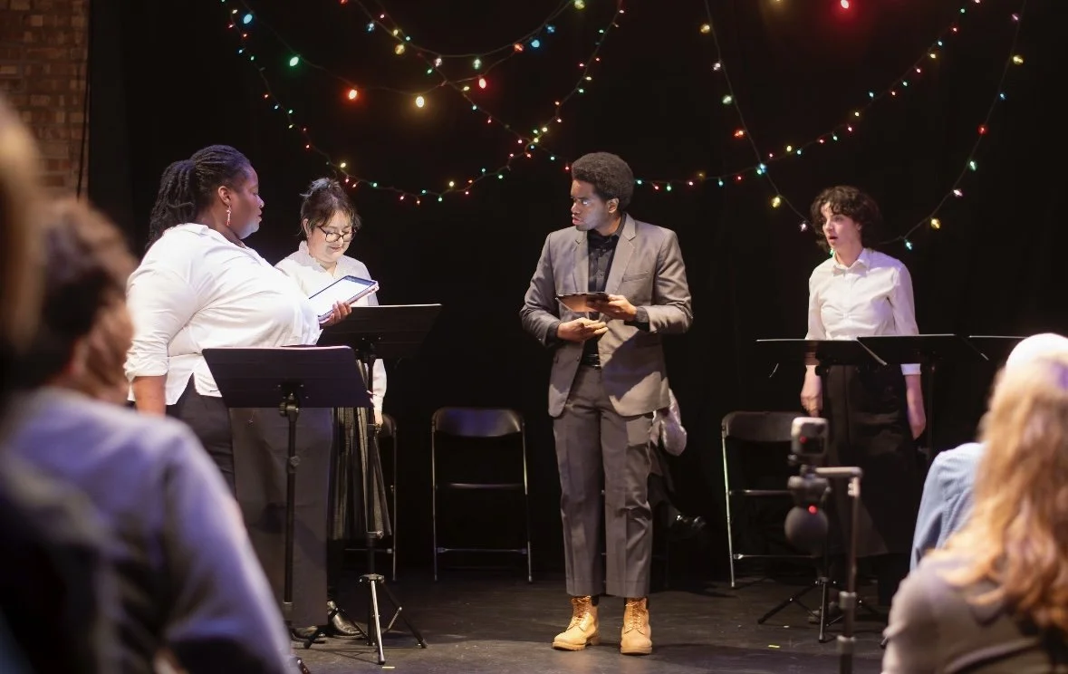 Courtney Marie, Teri Talo, Rashaad Bond, and Hannah Rhode performing a staged reading of NOLA, directed by Stefan Roseen and written by me as a part of the 2025 Inc. Ubator (photo by Brandii Champagne)