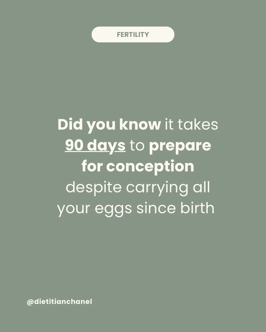 Did you know it takes ~90 days to prepare for conception? 🤍

Even though you&rsquo;ve carried your eggs since birth, the final stage of egg maturation happens in the 90&ndash;120 days before ovulation.

So if you&rsquo;re thinking about trying for a