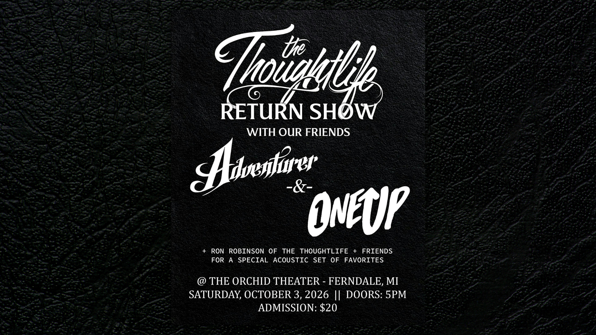 THE THOUGHTLIFE, ADVENTURER, ONE UP, RON ROBINSON