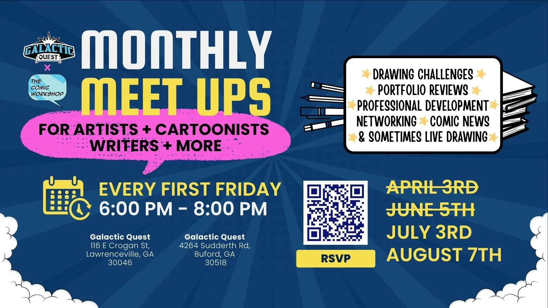 comic meet ups w/ galactic quest