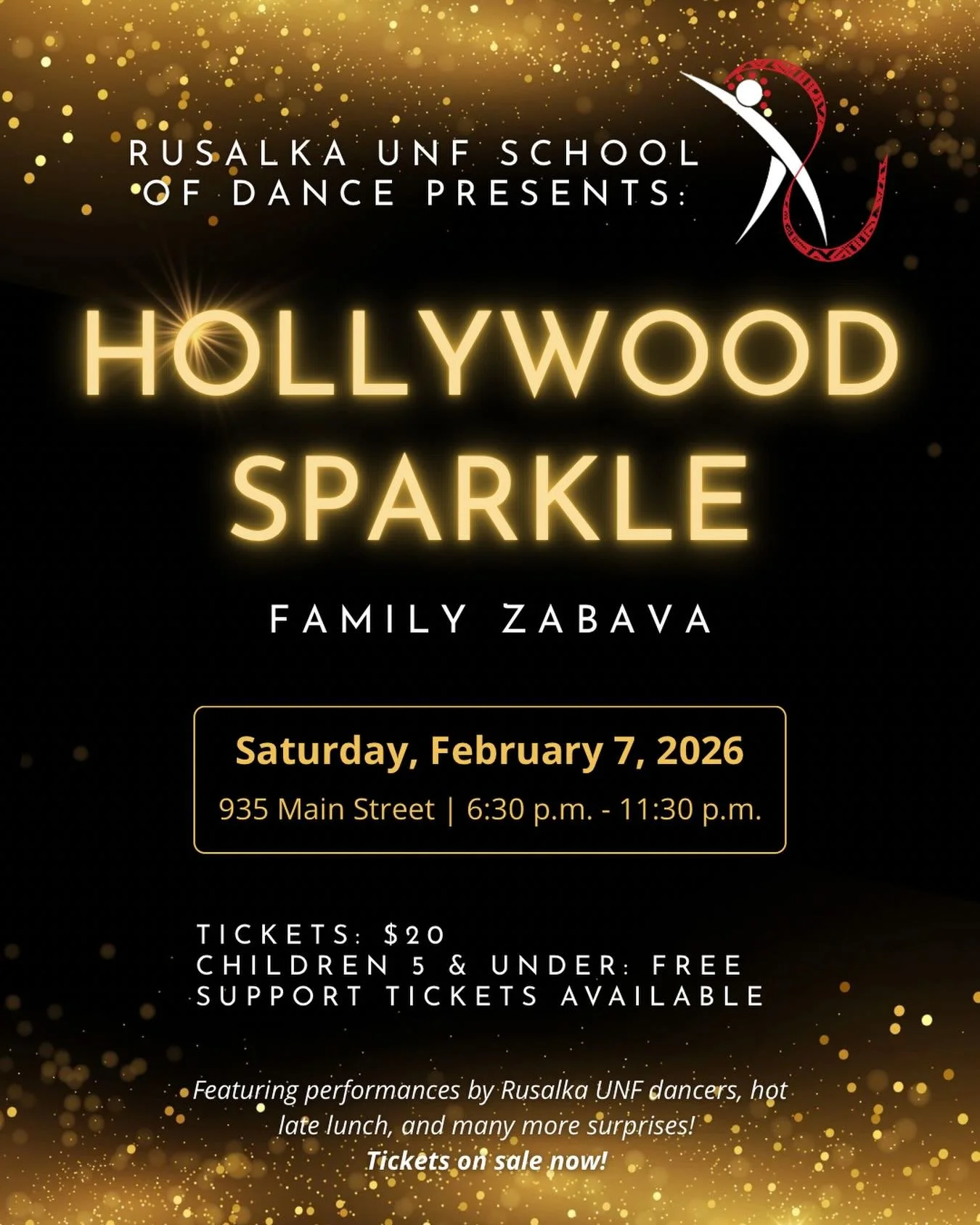 Lights, laughter, and a little Hollywood magic ✨

Step into the spotlight at Hollywood Sparkle: A Rusalka UNF School of Dance Family Zabava, where our community will come together for an amazing night of music, movement, and memory-making. 💃🕺

Dres