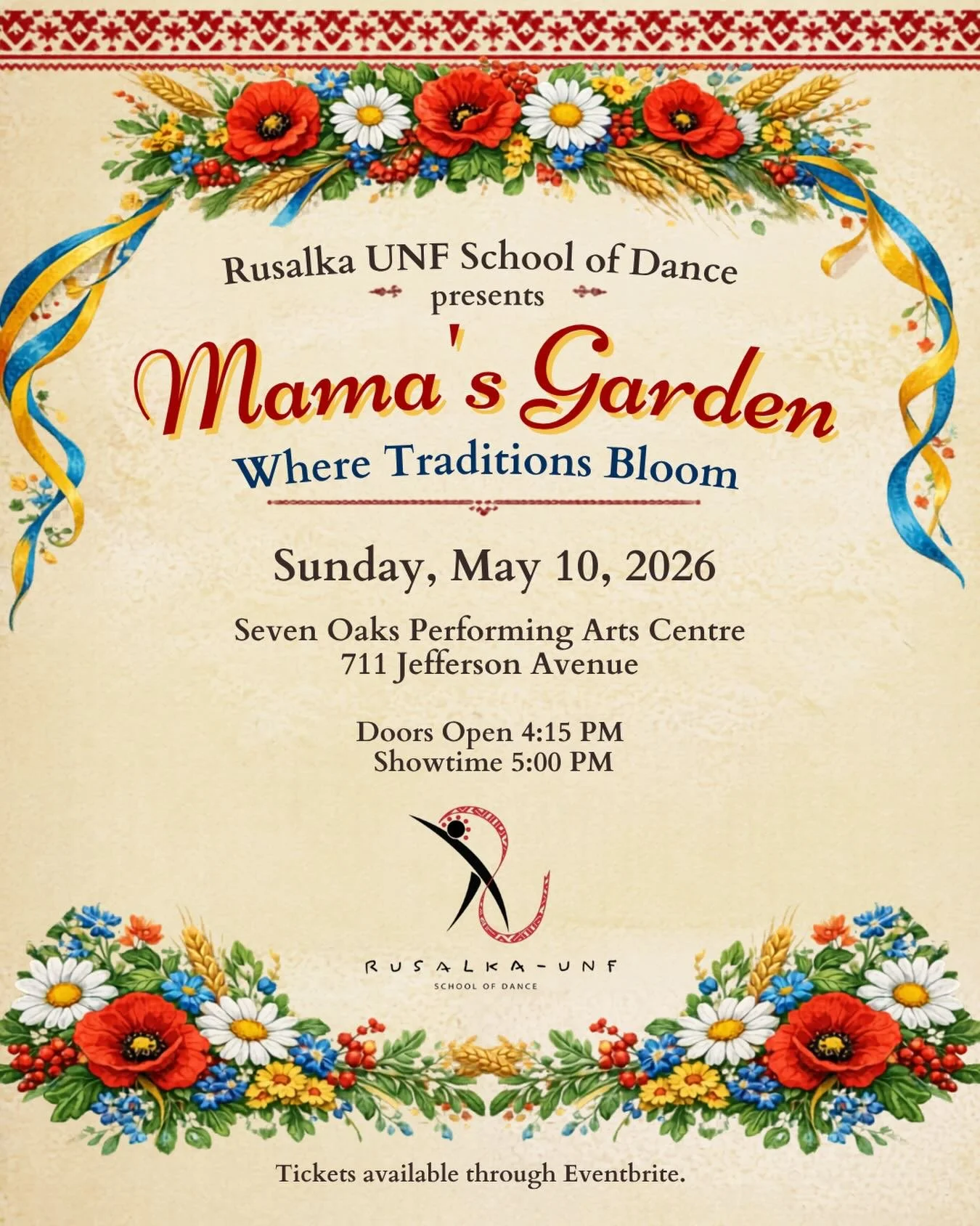 We hope you will join us on May 10, 2026 for the Rusalka UNF School of Dance Annual Recital &mdash; a special Mother&rsquo;s Day celebration! 💐

Mama&rsquo;s Garden: Where Traditions Bloom

Celebrate the mamas, babas, and caregivers who nurture and 