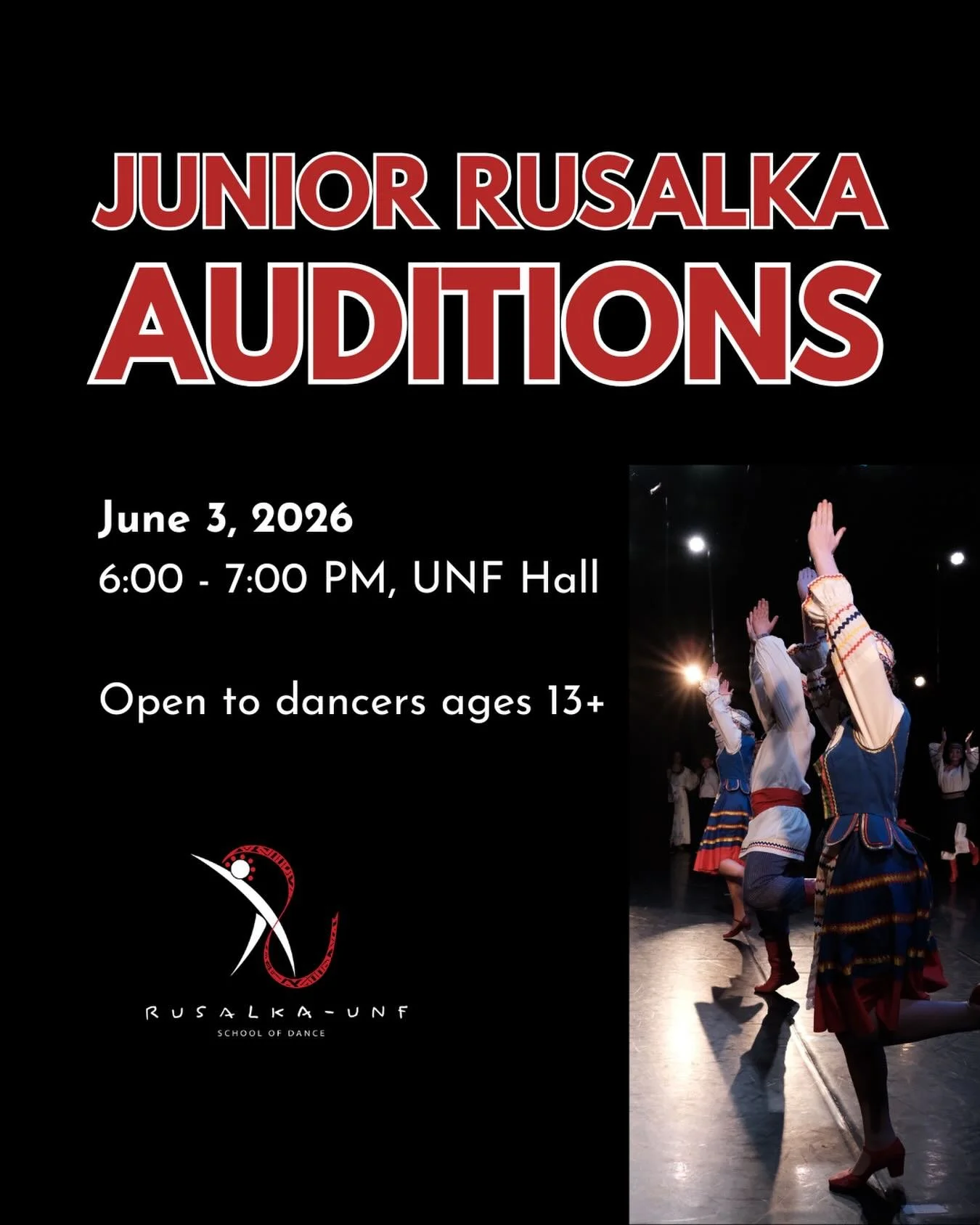 Junior Rusalka Auditions- Where Spirit, Strength, and Tradition Come to Life
 
Step into a space filled with energy, rhythm, and heart. Junior Rusalka is more than a dance group-it&rsquo;s a spirited circle of young performers who have built a truly 