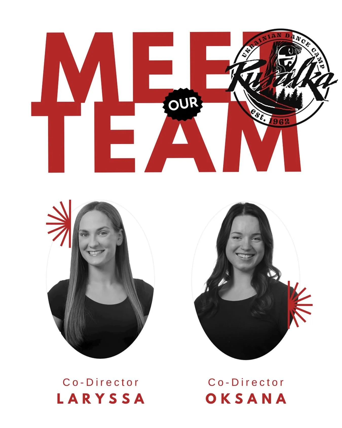 🎉 Meet Our Rusalka Ukrainian Dance Camp Co-Directors! 🎉

Camp kicks off this weekend, and leading the charge are Laryssa Yakimoski and Oksana Preachuk - both proud Rusalka ensemble members and lifelong Ukrainian dancers.

Laryssa started dancing at