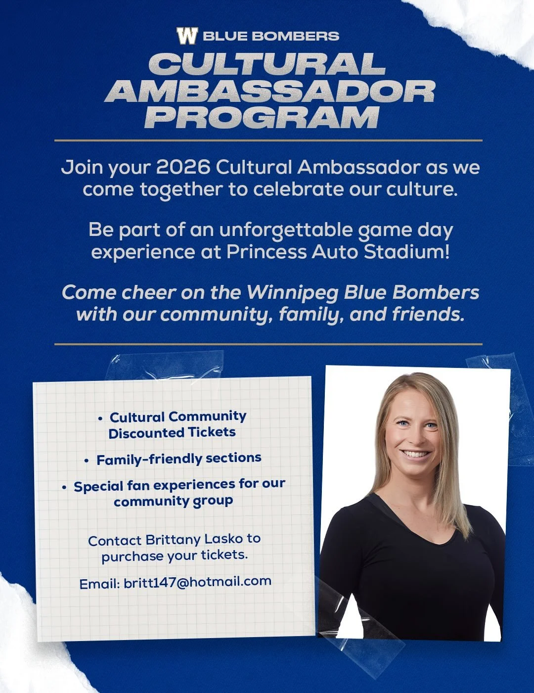 🏈💙💛 Exciting news, Rusalka families &amp; friends! 💛💙🏈

We&rsquo;re thrilled to partner with the Winnipeg Blue Bombers through the Blue Bomber Ambassador Program this season!

Join in on the fun with two upcoming events at Princess Auto Stadium
