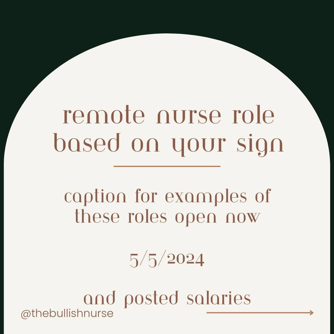 Ever wonder what remote nurse role would be best for you?  Here are some examples and coinciding info on each!

Aries - you are fierce and energetic.  Sales would be perfect for your competitive nature! 

Simply search &quot;medical device sales&quot