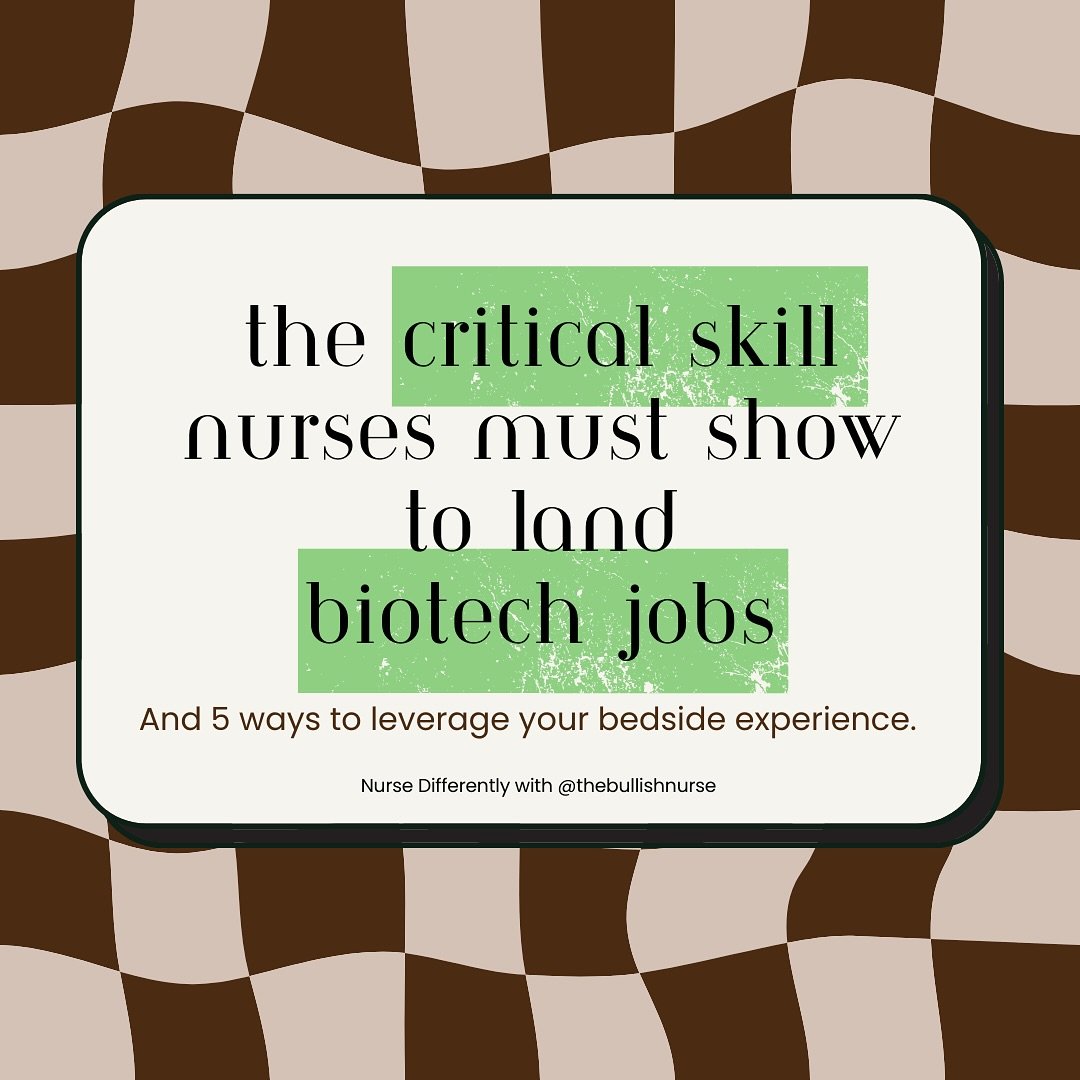 You&rsquo;re gonna want to save this to leverage the expertise you don&rsquo;t even realize you had for remote nurse roles in biotech💥🚀💪🏼

By answering these questions about your bedside you&rsquo;ll realize🤯 valuable examples of stakeholder col