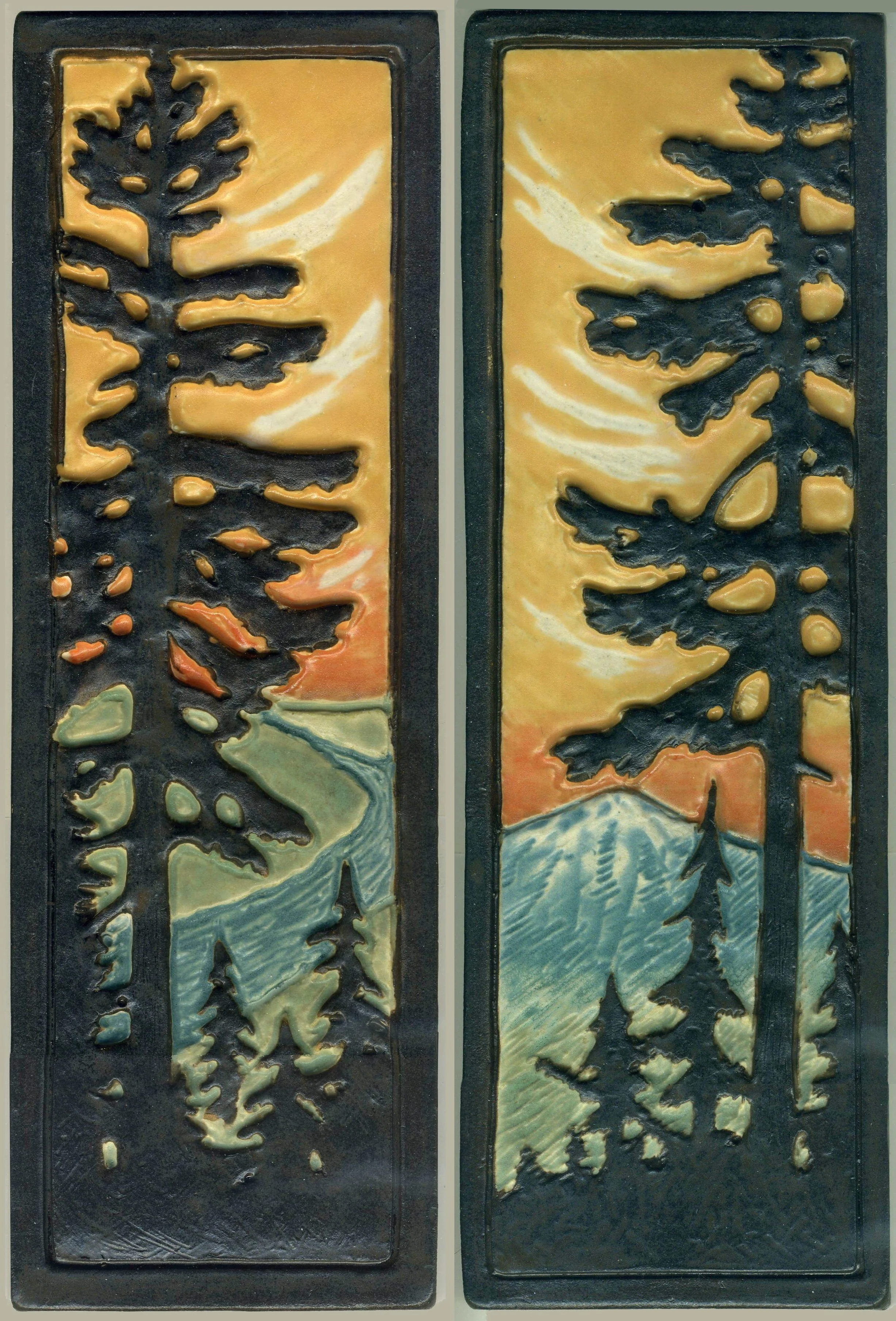 Sentinel Fir with River, Sentinel Fir with Mountain. 12" x 4". $250 set.