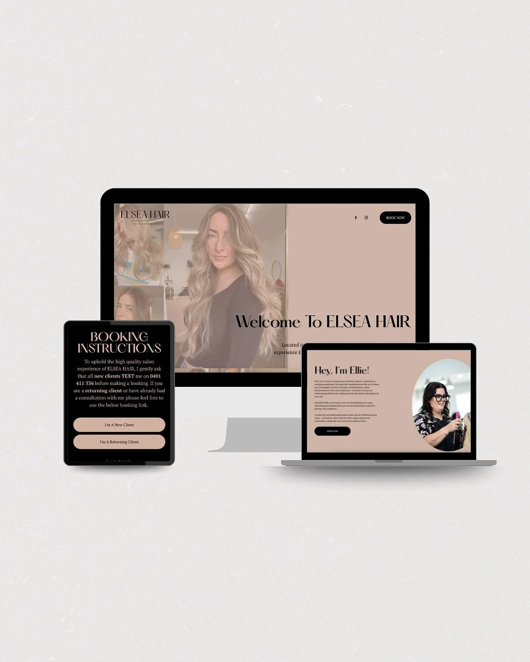 Congratulations to Elsea Hair for taking the leap and creating a beautiful new online home for her clients!

This stunning landing page is designed with simplicity, seamless navigation, and a focus on the client journey &mdash; showcasing all her inc