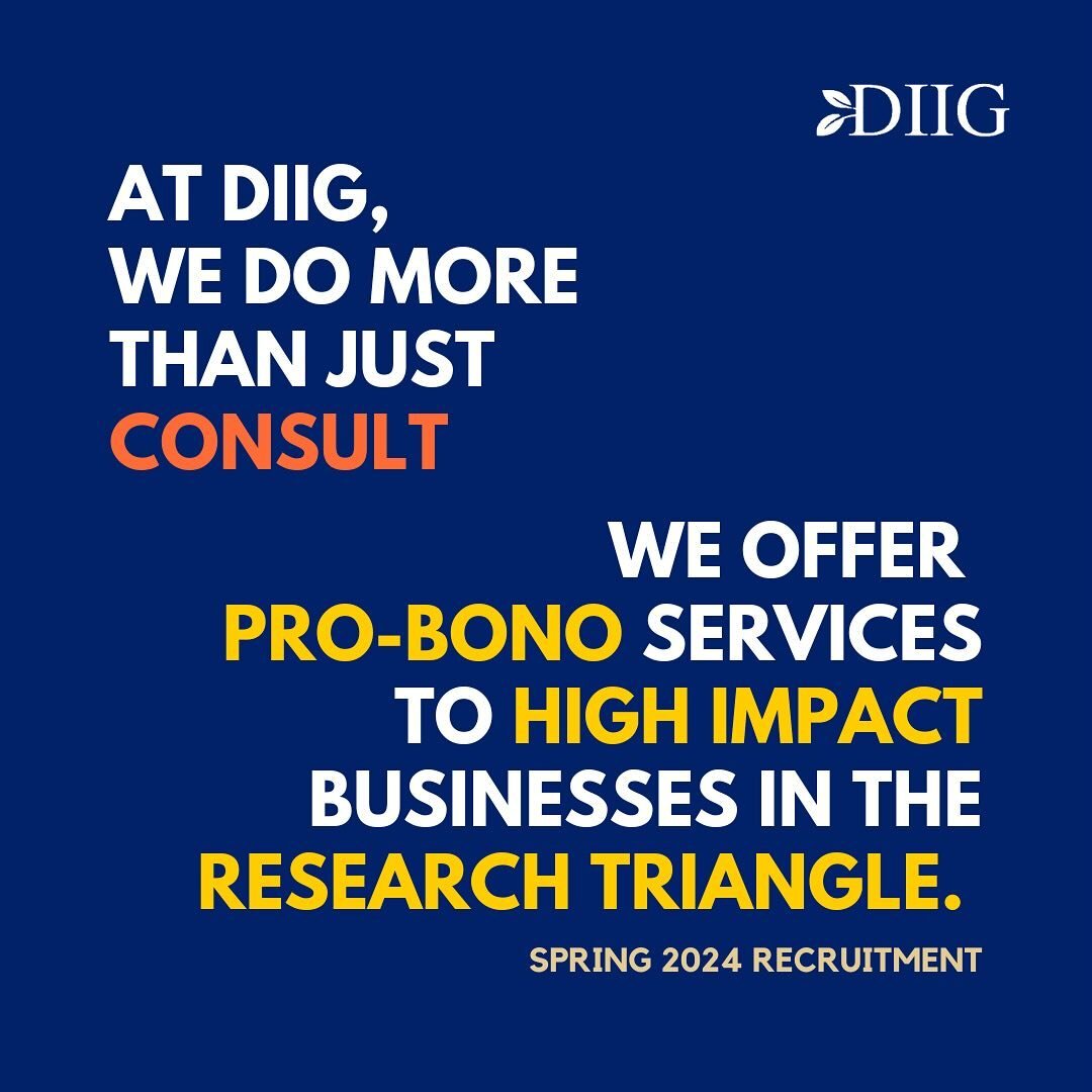 DIIG is so much more than its $250k fund. Did you know we have a Consulting Division too? Do more with DIIG. Applications open 1/12 (Friday).