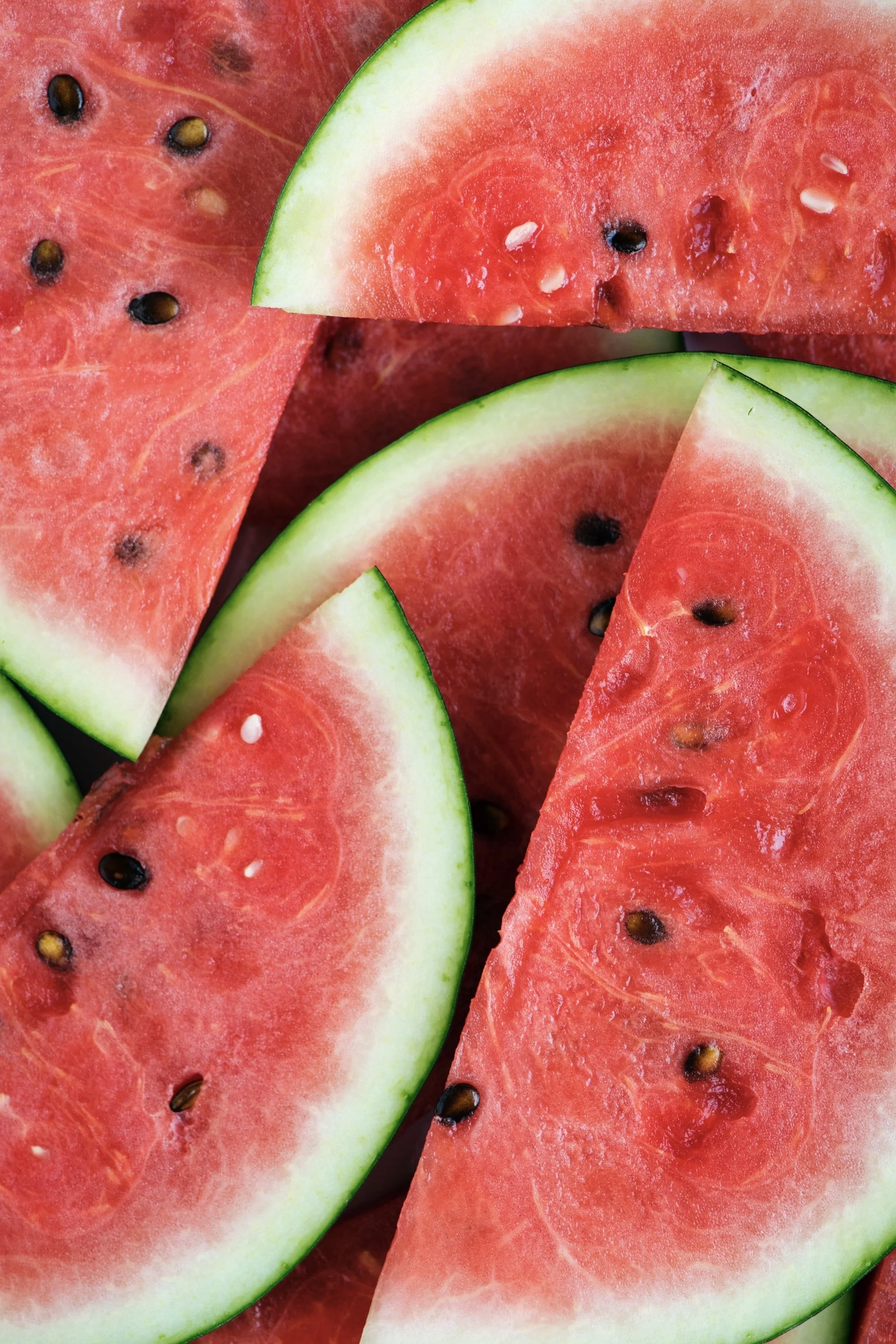 Sliced watermelon pieces with seeds