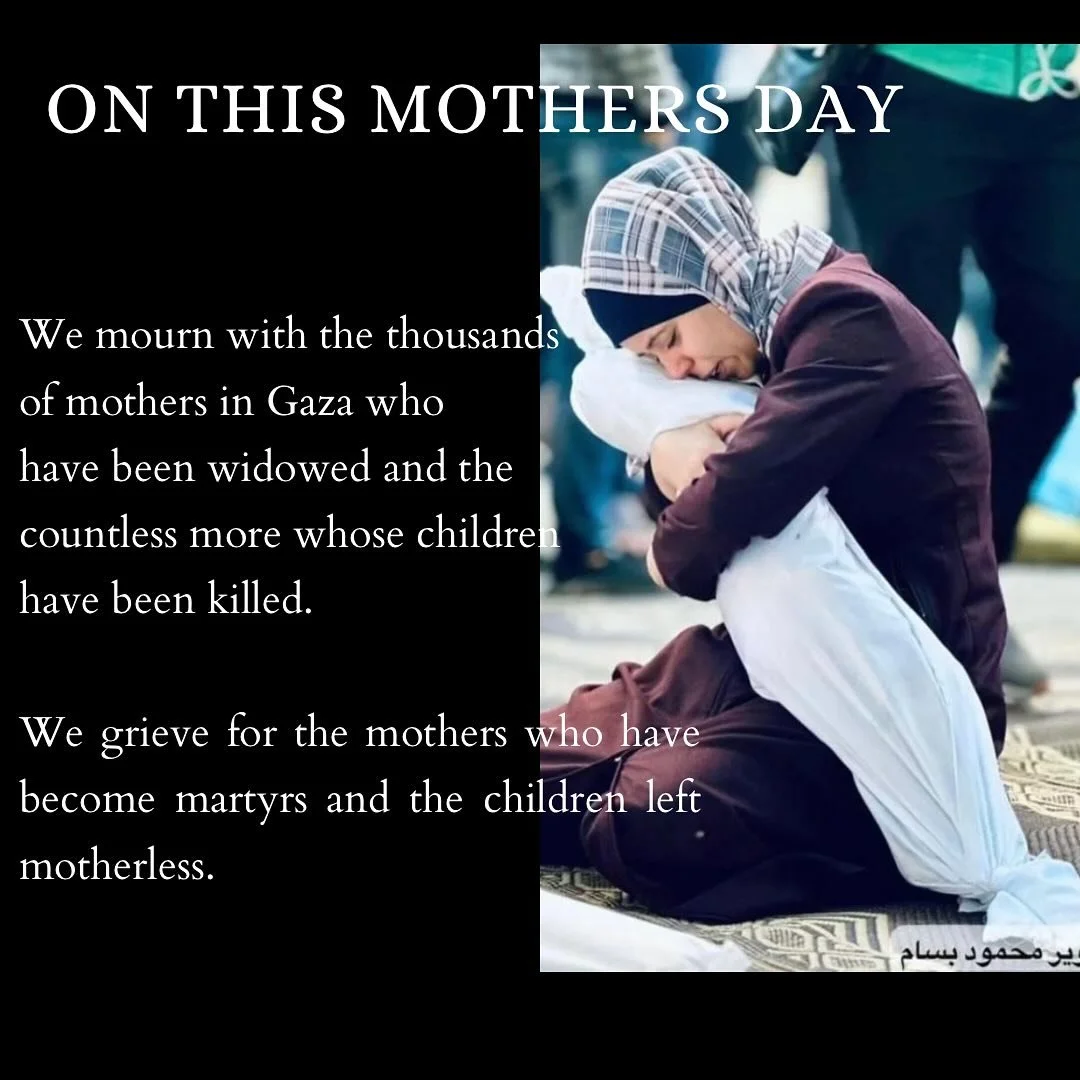 To the mothers of Gaza,

To the thousands of mothers in Gaza who have been widowed, to the countless more who mourn the loss of their children. 
To the brave Gazan mothers who have become martyrs, and to the children of Gaza now without mothers.

To 