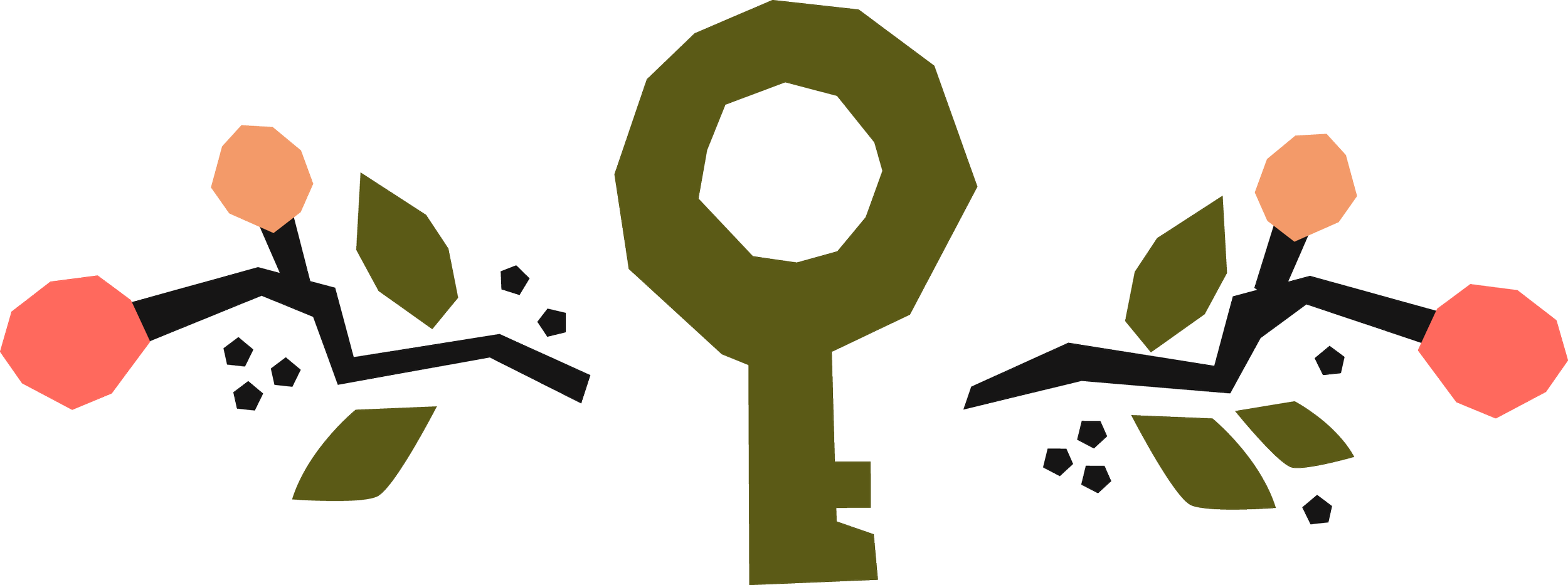 Stylized key with floral elements