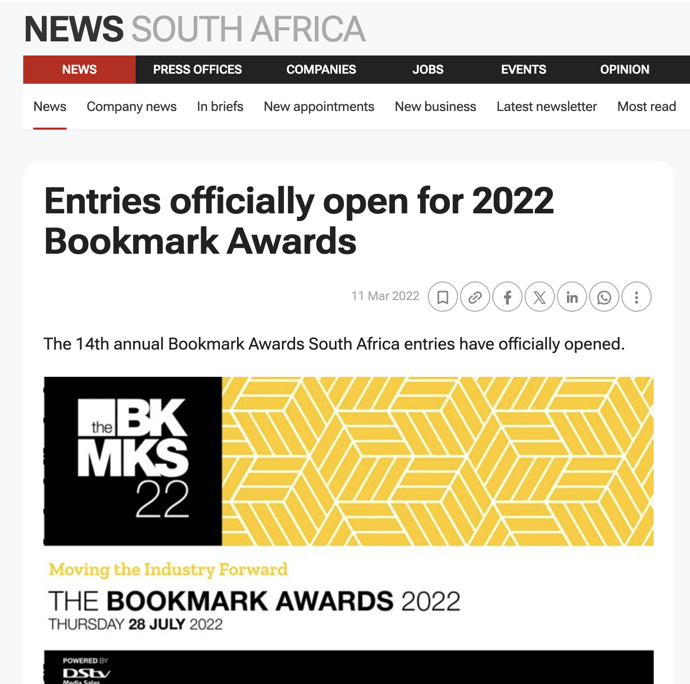 Entries officially open for 2022 Bookmark Awards