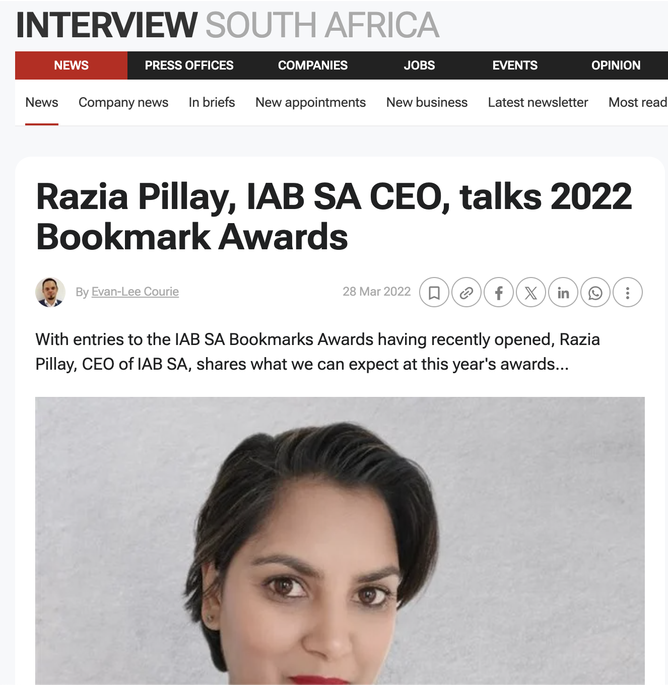 Razia Pillay, IAB SA CEO, talks 2022 Bookmark Awards