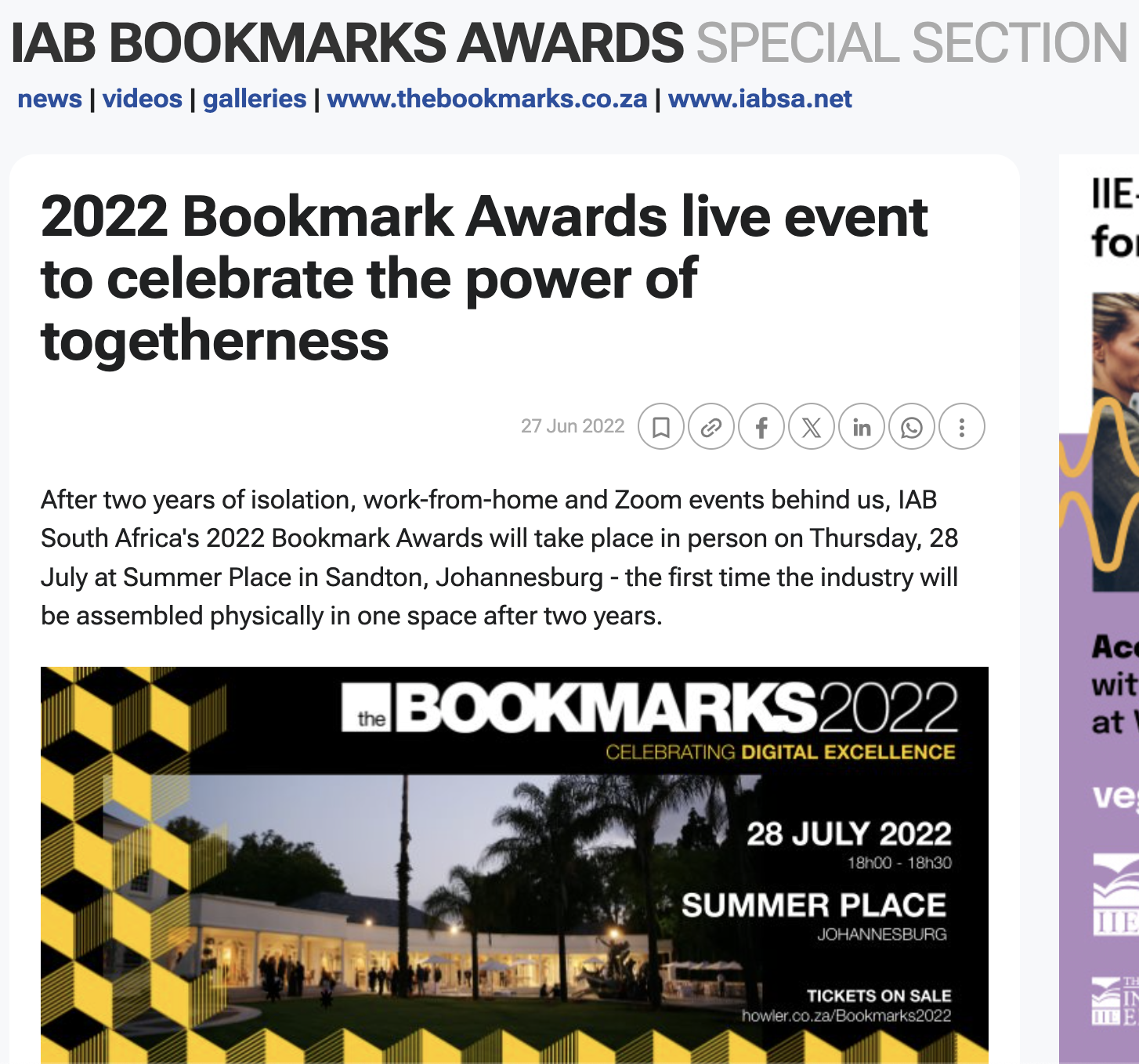 2022 Bookmark Awards live event to celebrate the power of togetherness