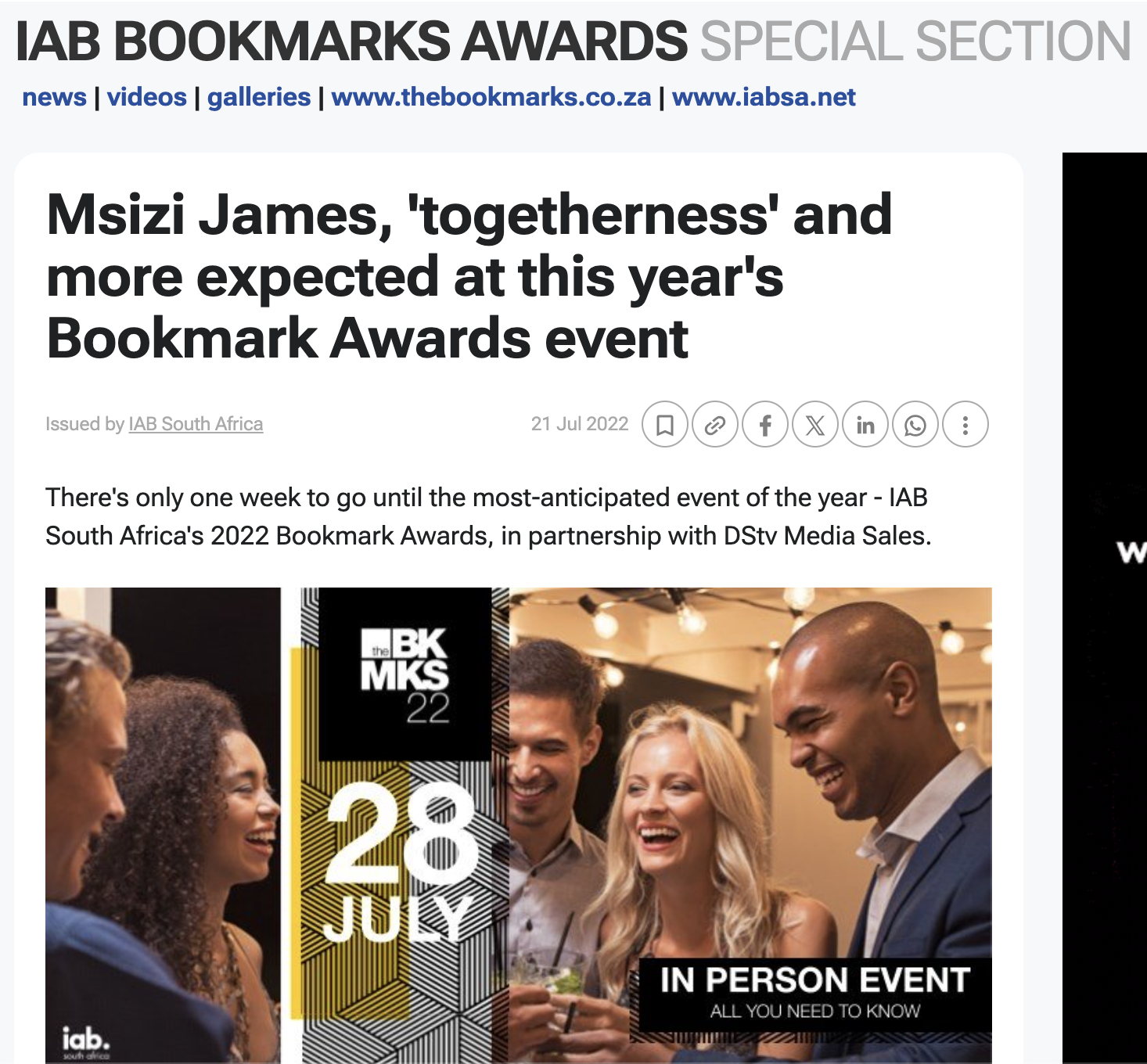Msizi James, 'togetherness' and more expected at this year's Bookmark Awards event