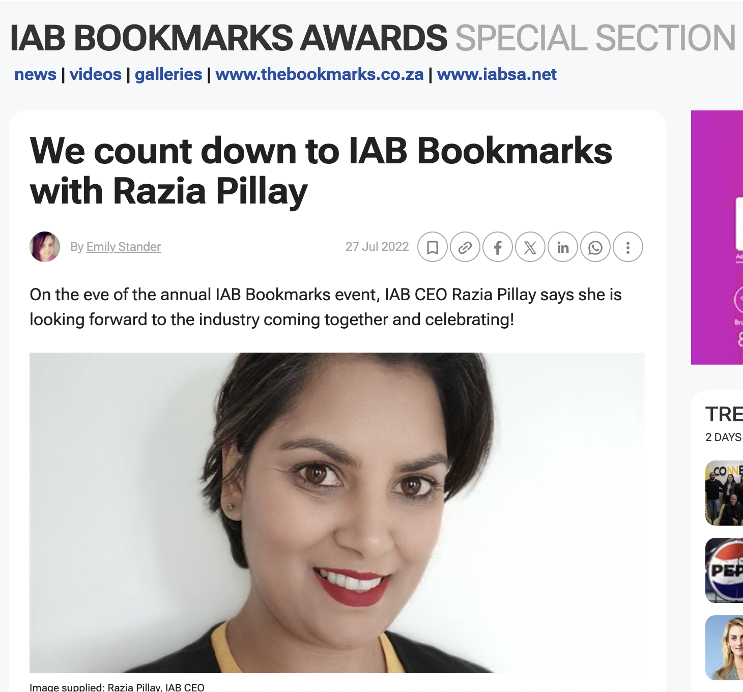 We count down to IAB Bookmarks with Razia Pillay
