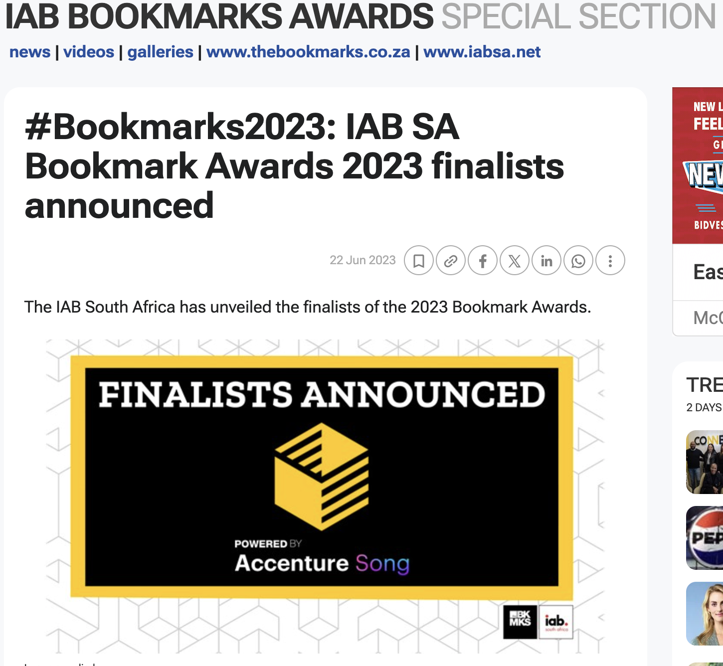 #Bookmarks2023: IAB SA Bookmark Awards 2023 finalists announced