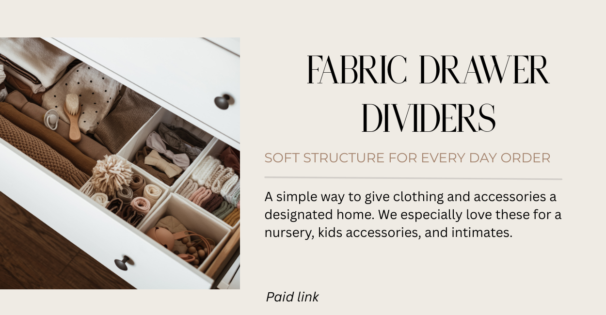 Fabric drawer dividers, organized, baby items