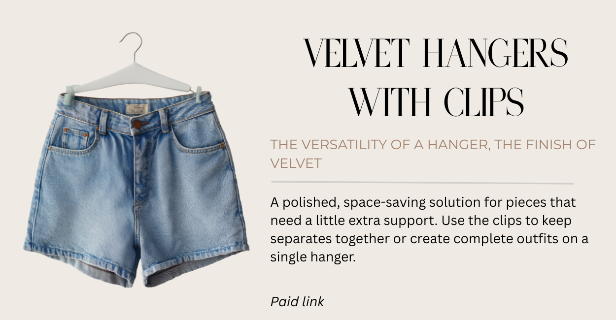 Shorts on a velvet hanger