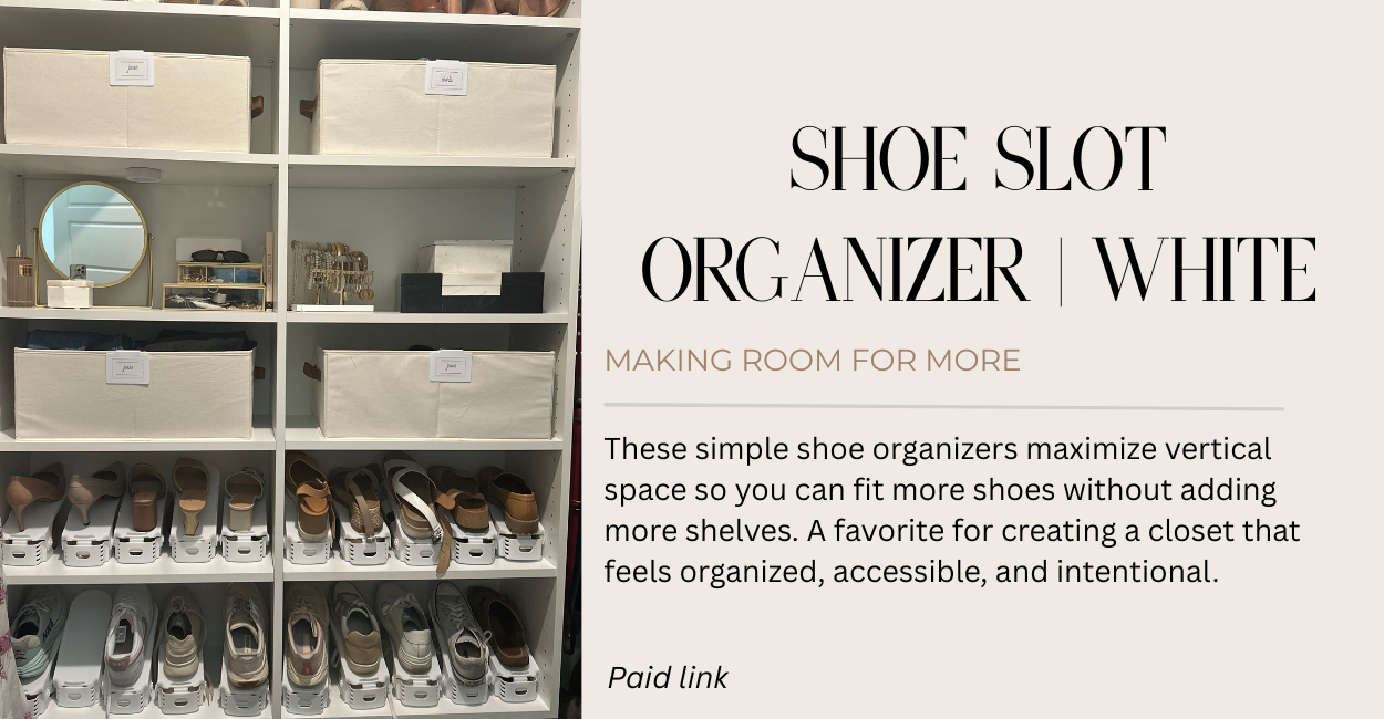 Shoe organizers, closet, bins