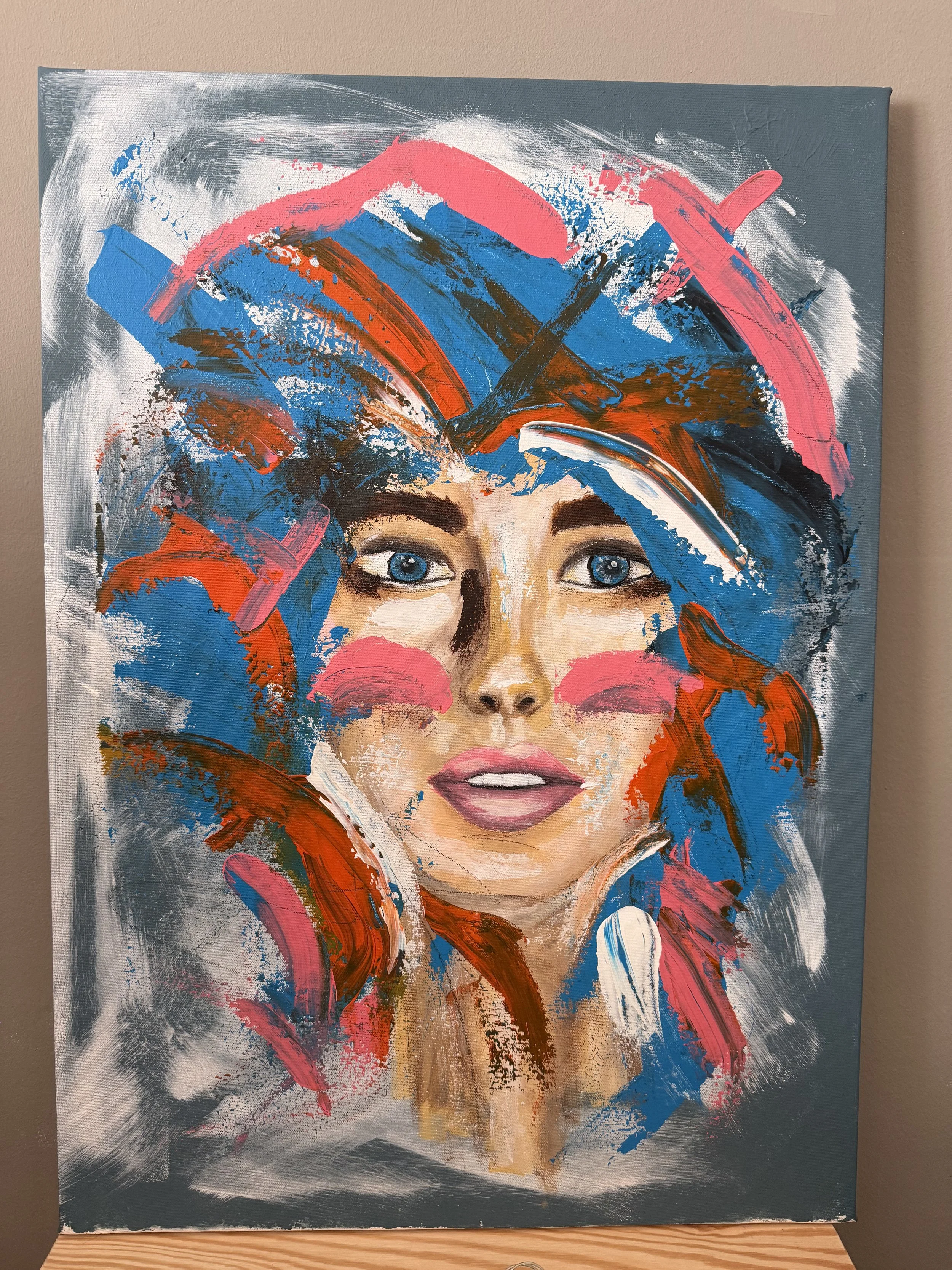 Vibrant Expression: Abstract Portrait Canvas