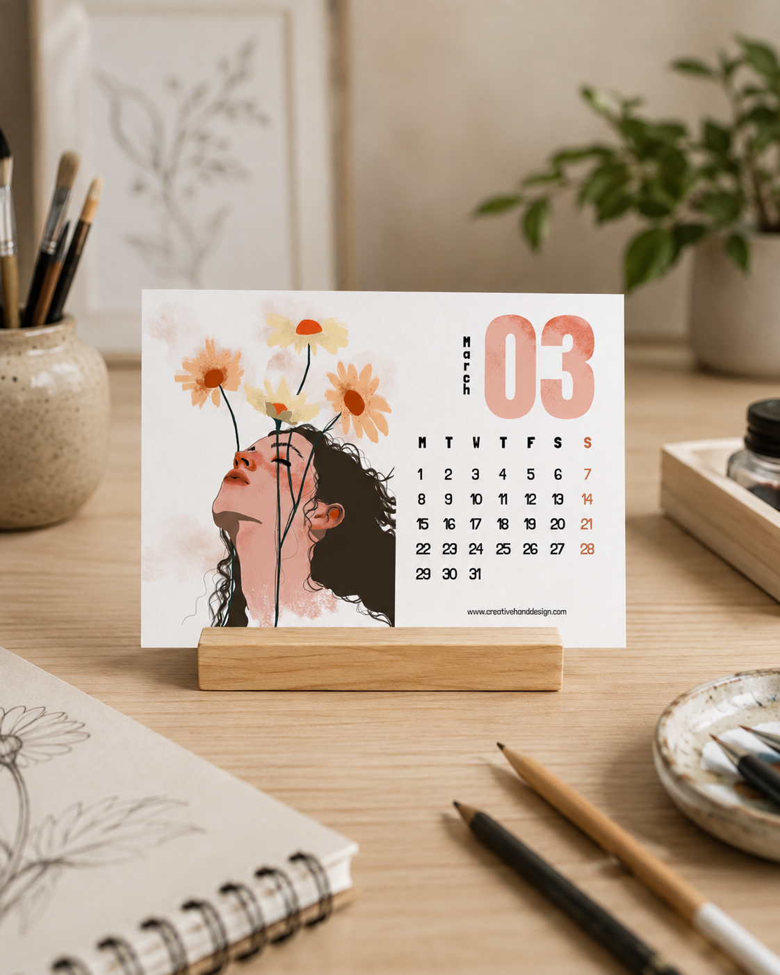 Illustrated Art Desk Calendar 2027