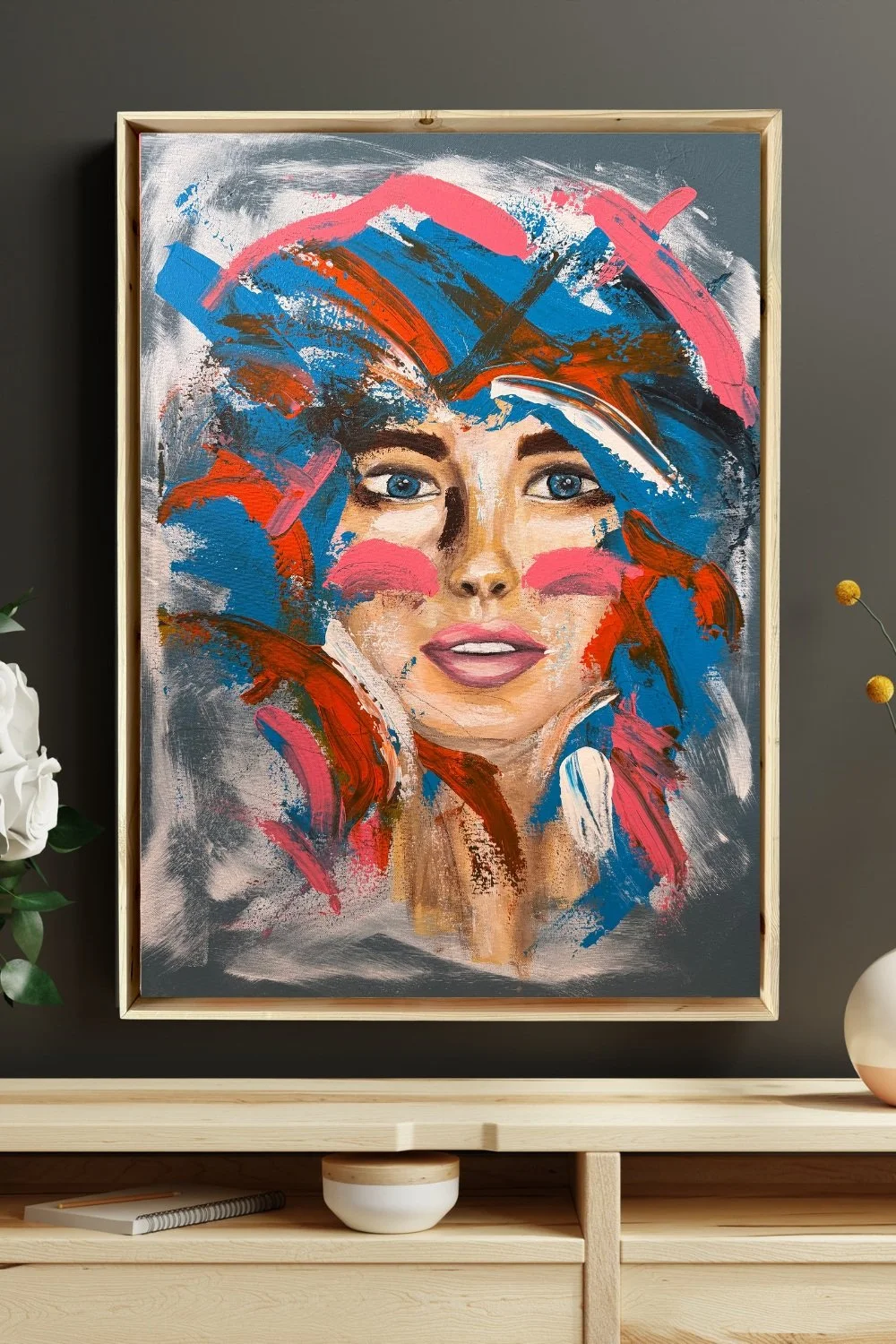 Vibrant Expression: Abstract Portrait Canvas