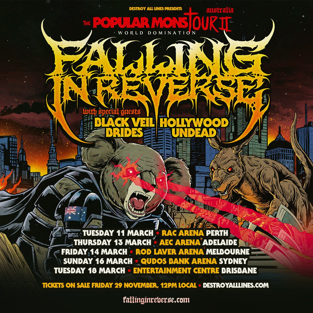 Falling In Reverse/Black Veil Brides/Hollywood Undead Adelaide Entertainment Centre, SA 13/3/2025