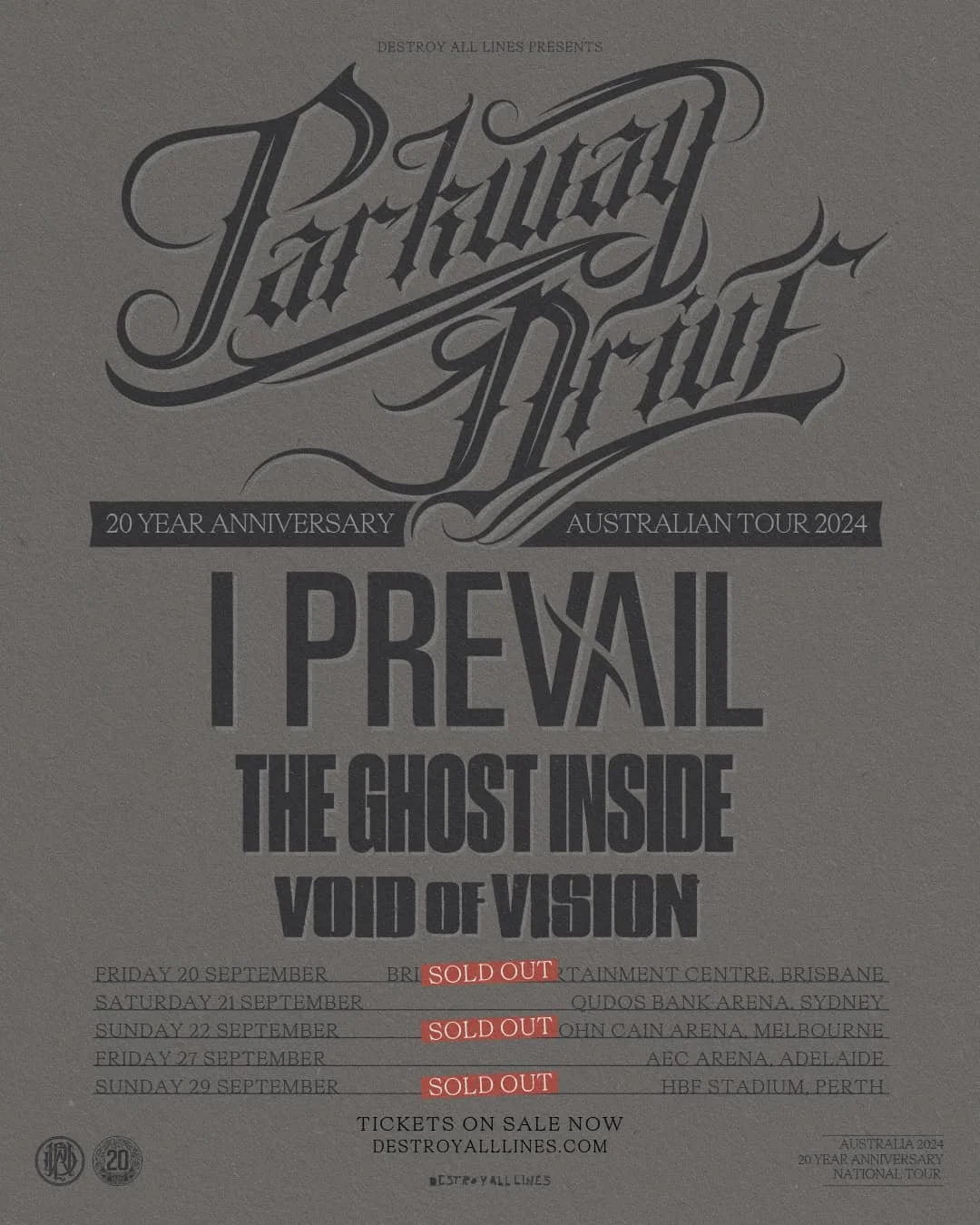 Parkway Drive/ I prevail Adelaide Entertainment Centre, SA 27/9/2024