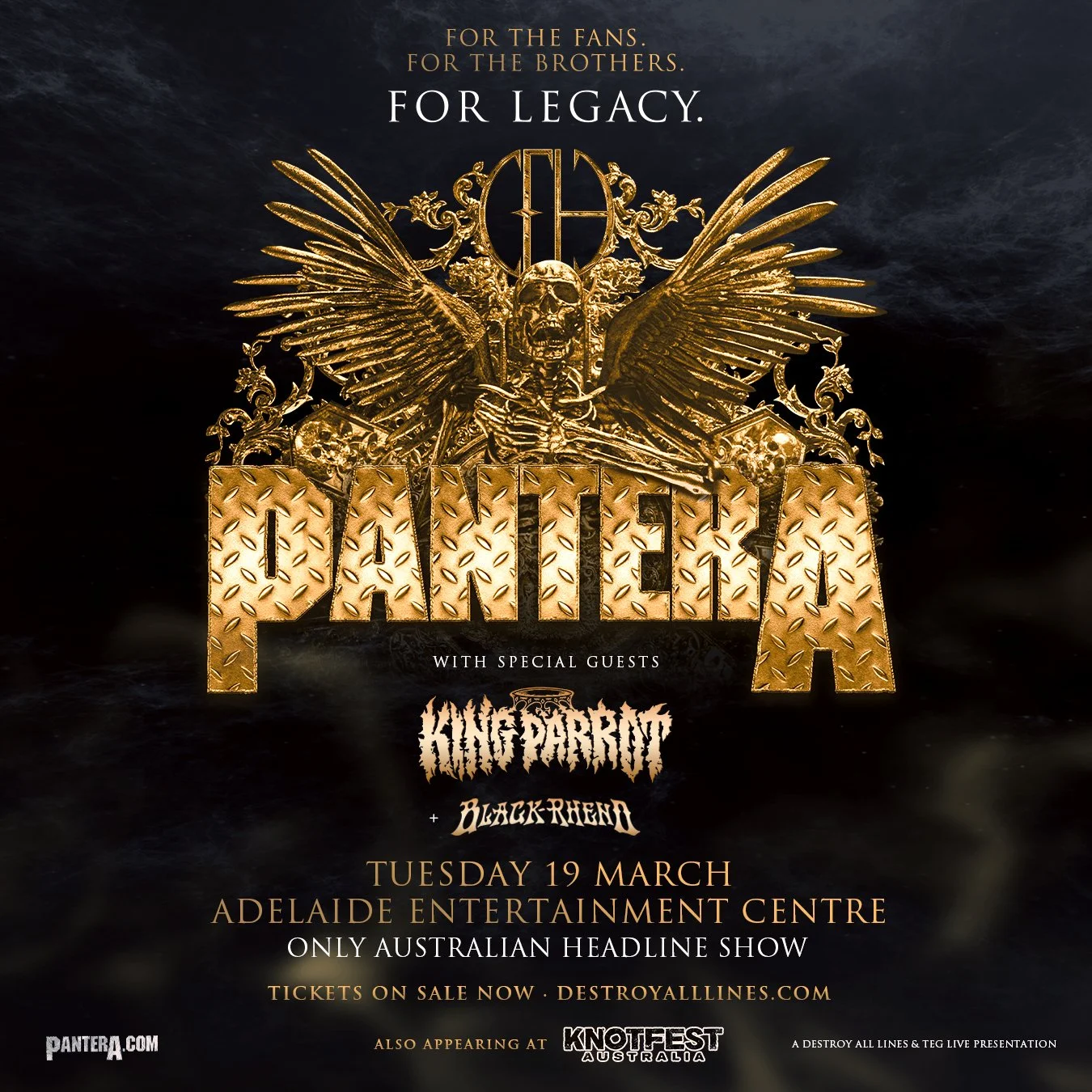 PANTERA King Parrot/Black Rheno Adelaide Entertainment Centre, SA 19/03/2024