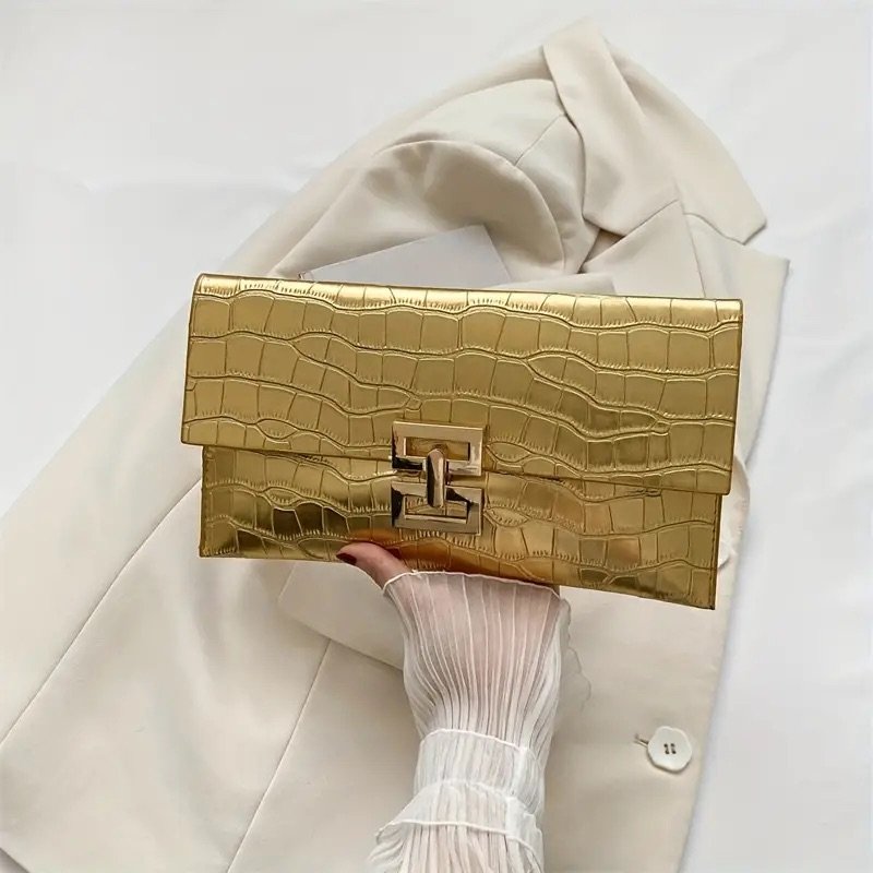 Gold clutch bag