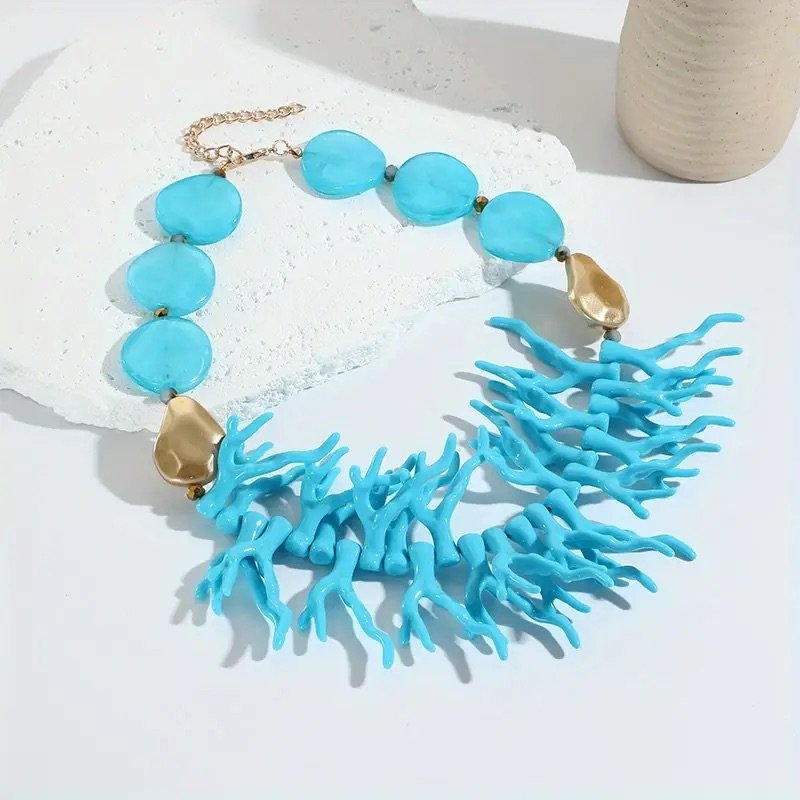 Blue coral necklace