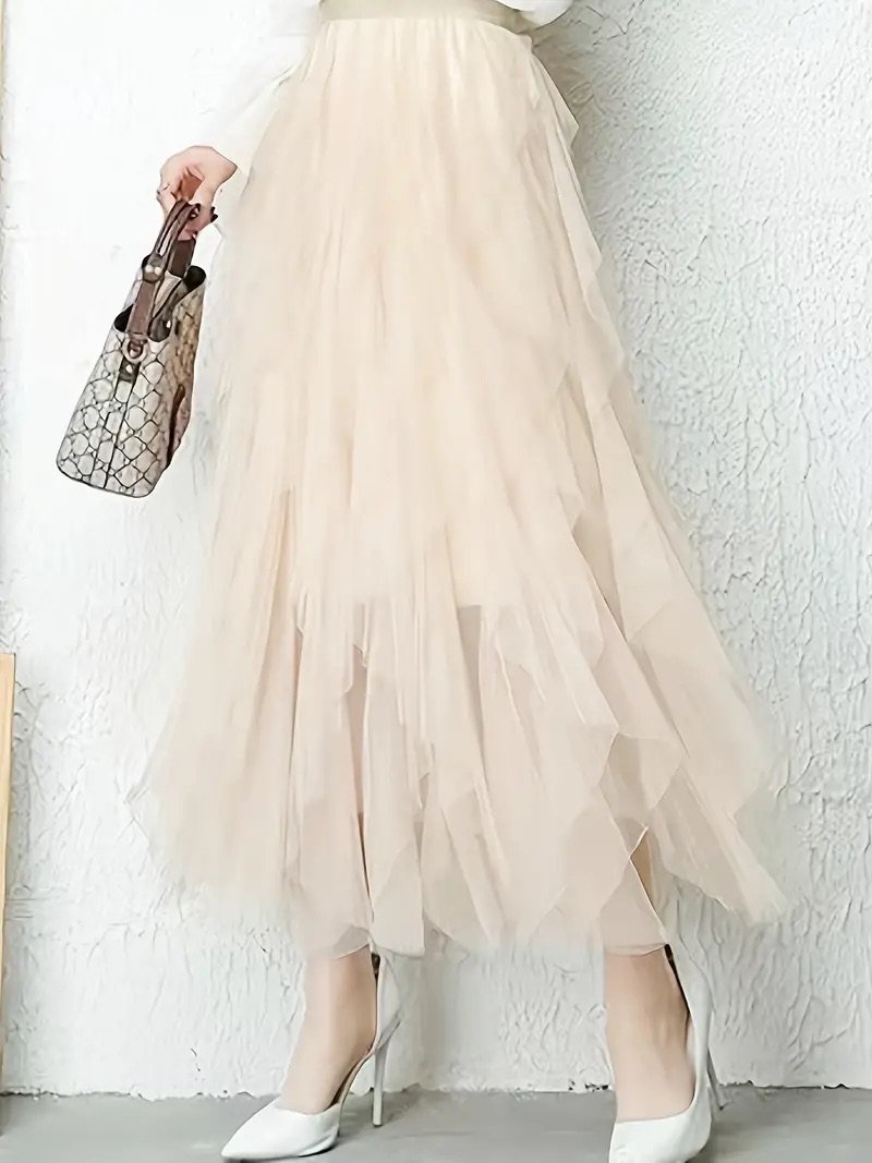 Cream layered skirt