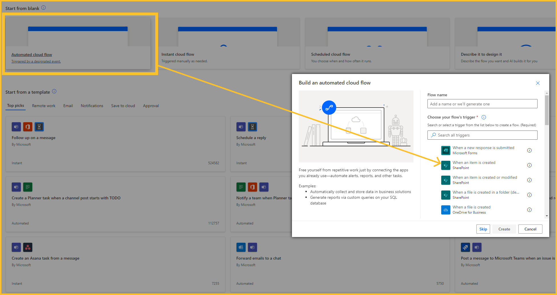 Automated Cloud Flow : SharePoint Triggered