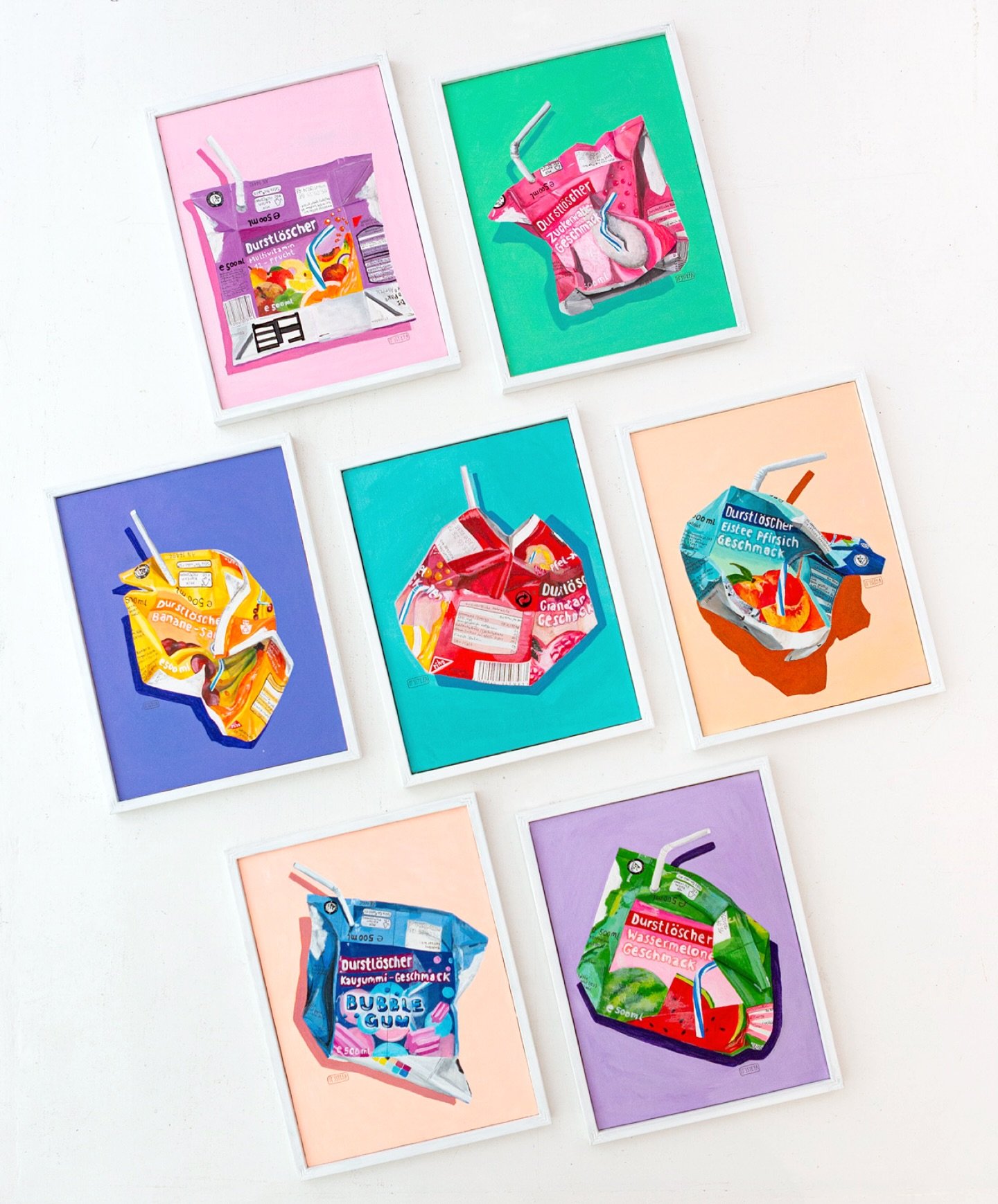 Durstig? 💦 ☀️ Dann g&ouml;nnt euch einen meiner Durstl&ouml;scher vom 10.-13. Juli bei der @millerntorgallery 🧃🧃🧃 

#millerntorgallery #nostalgiacore #colorfulartwork #durstl&ouml;scher #kunstinhamburg