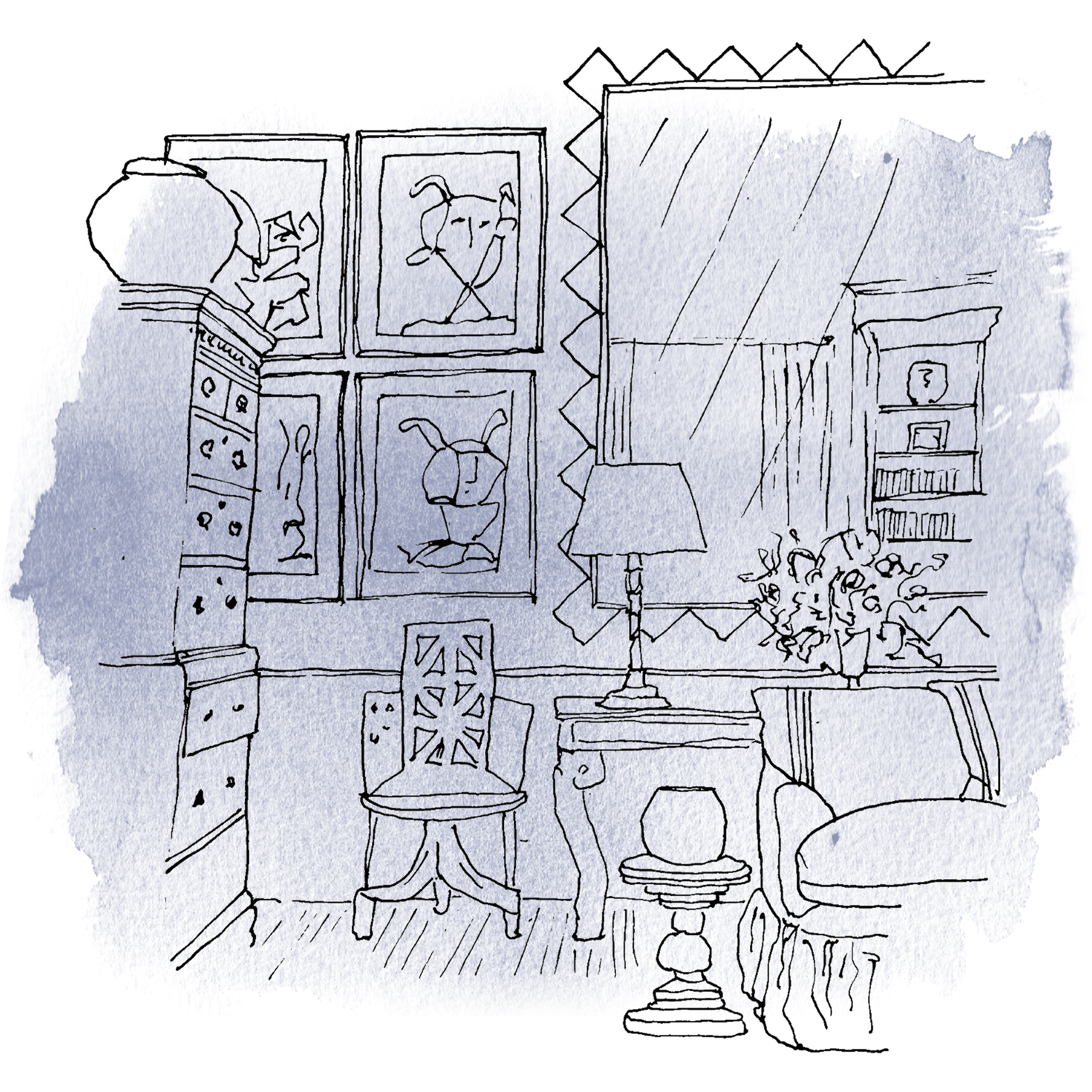 A sketch of living room in Kensington