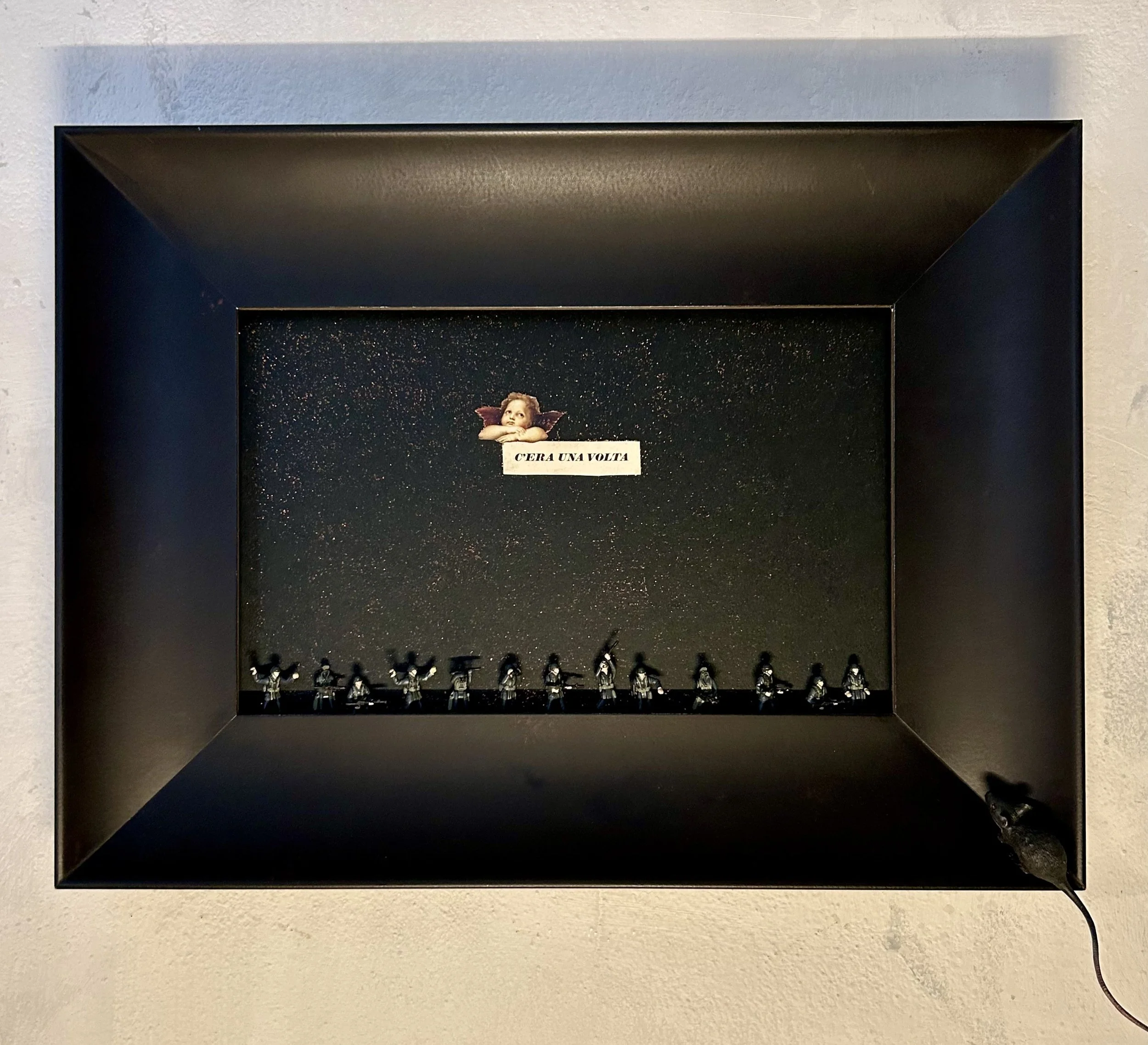 c'era una volta | soldatini, collage di carta su tela, smalti | 45 x 30 cm | 2025