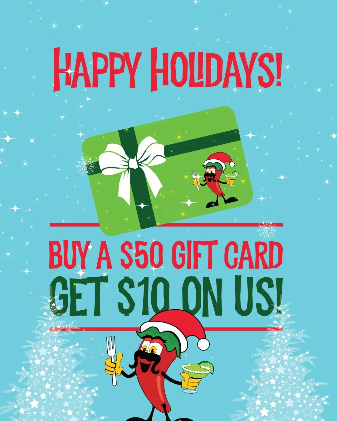 Good food, good times, great gift! 🎄🌯
Pick up a Pepper&rsquo;s gift card today&mdash;ask our team for details!