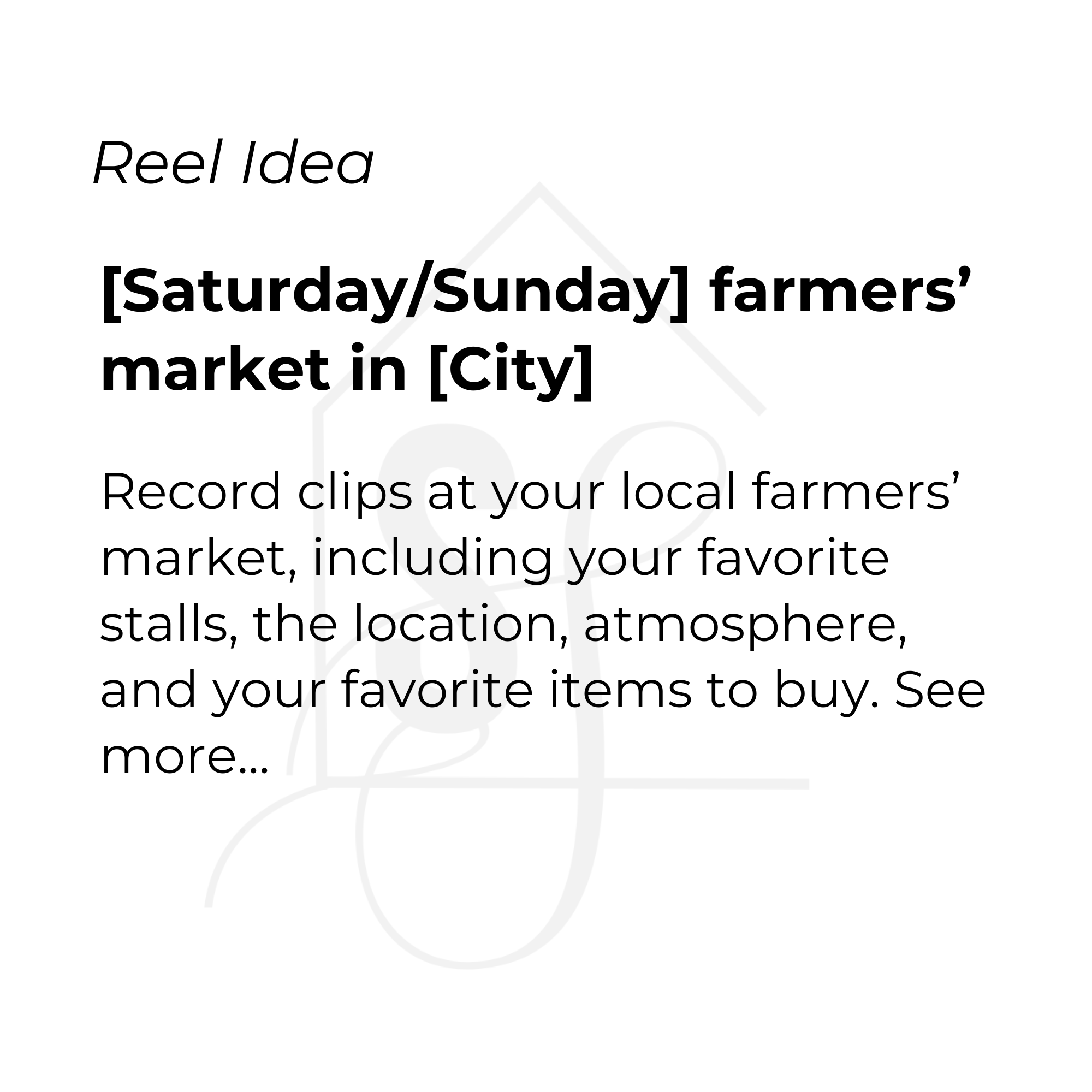 [Saturday/Sunday] farmers’ market in [City]